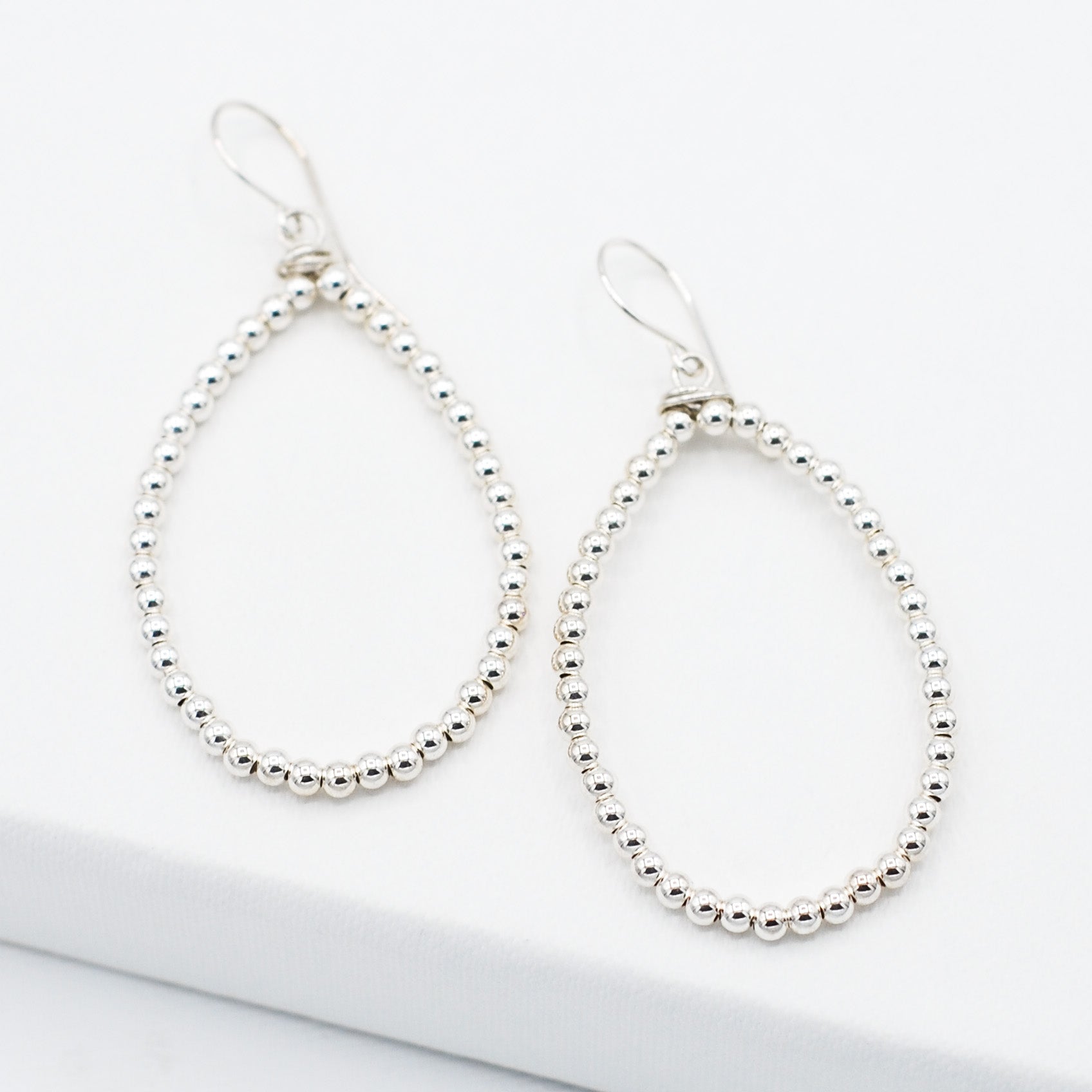 Sterling Silver 3mm Beaded & Wire Wrapped Earrings