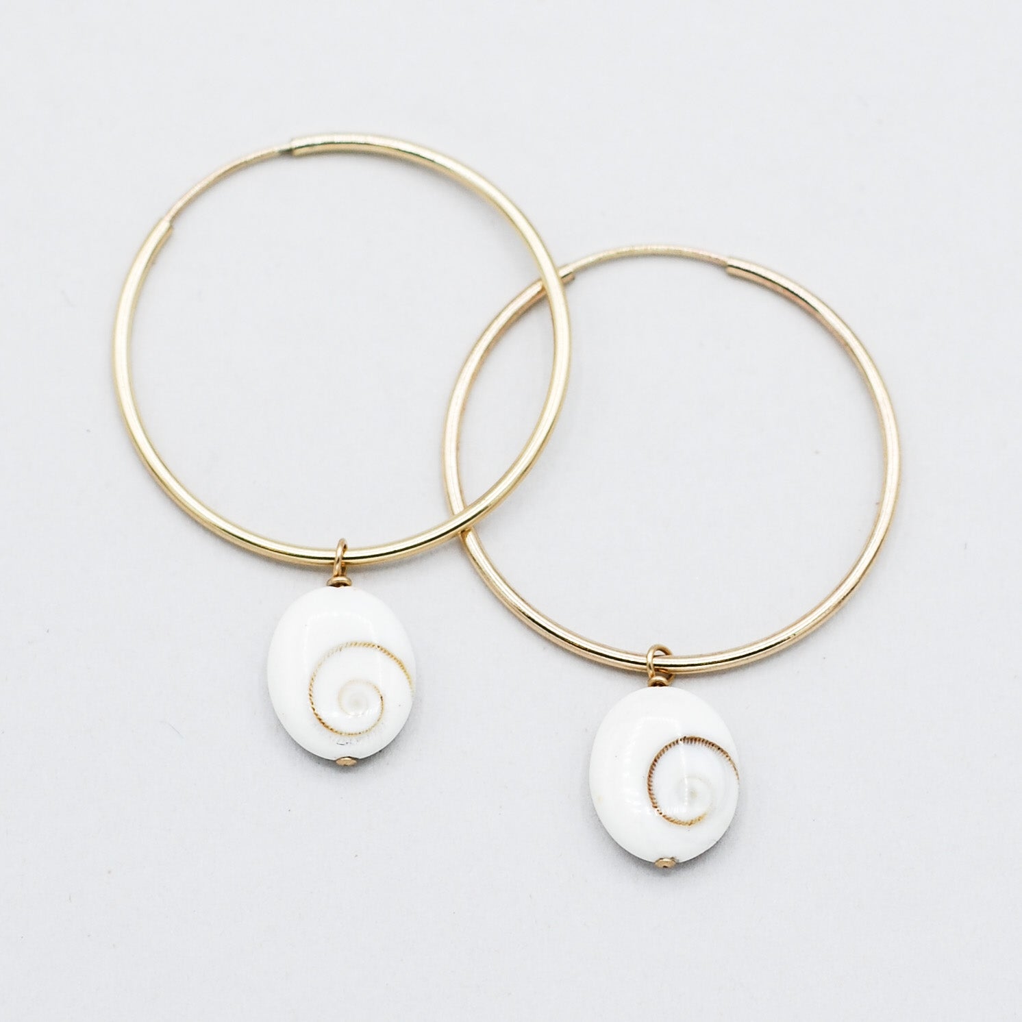 White Shell Hoop Drops - Jewel Ya