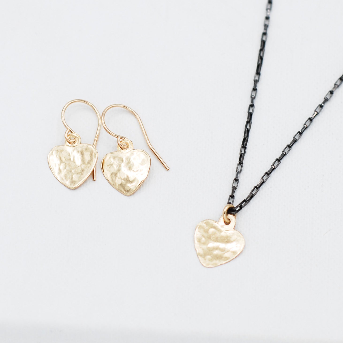 14k Gold Filled Heart Necklace & Earring Set