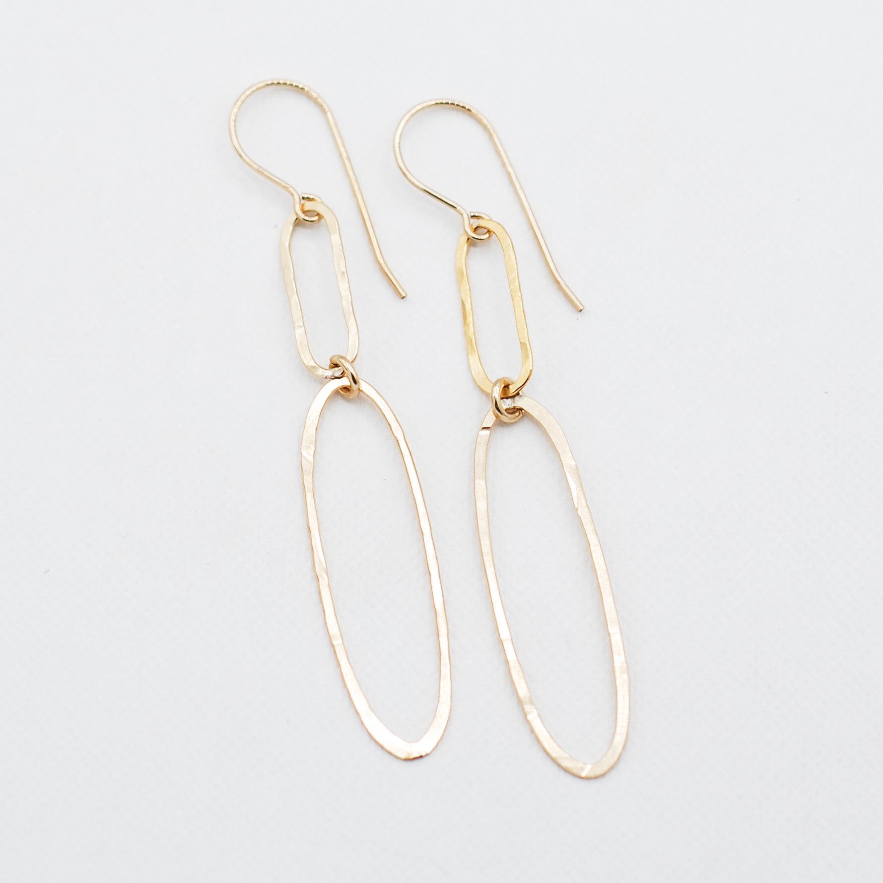 14k Gold Filled Hammered Link Earrings - Jewel Ya