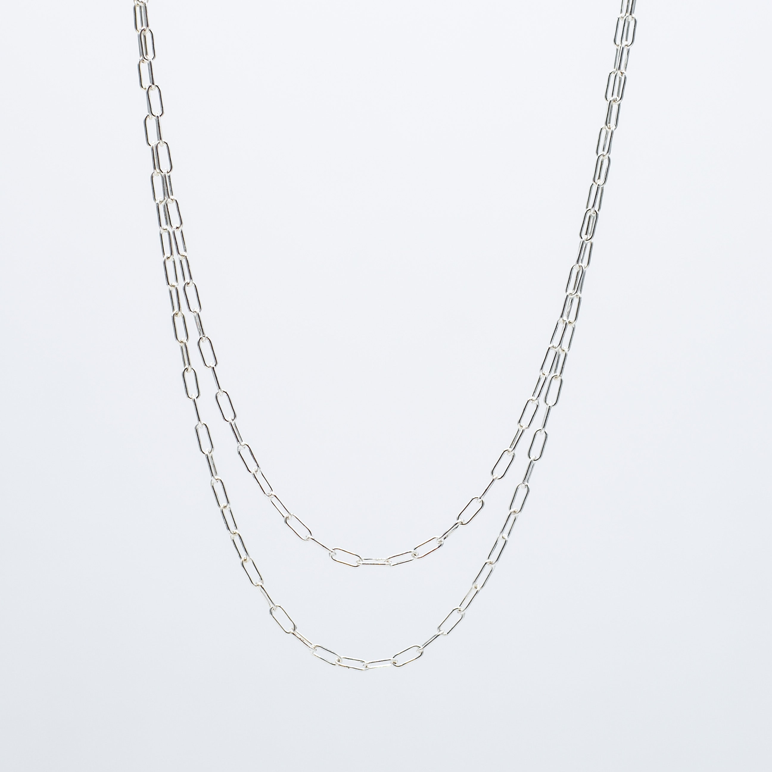 Sterling Silver Small Paper Clip Long Chain - Jewel Ya