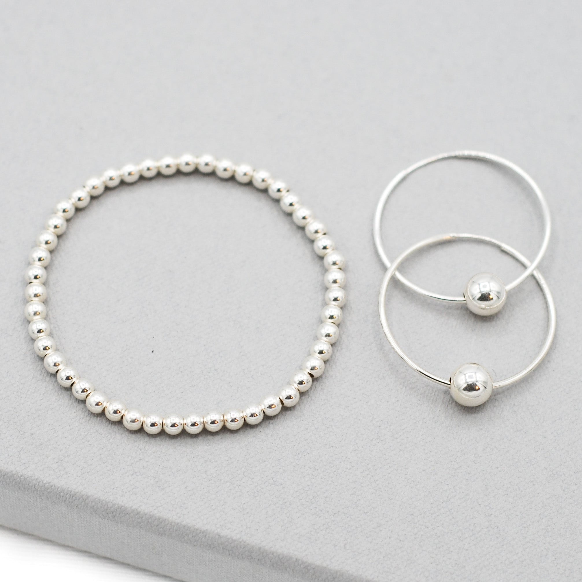 Sterling Silver Bracelet & Hoop Set