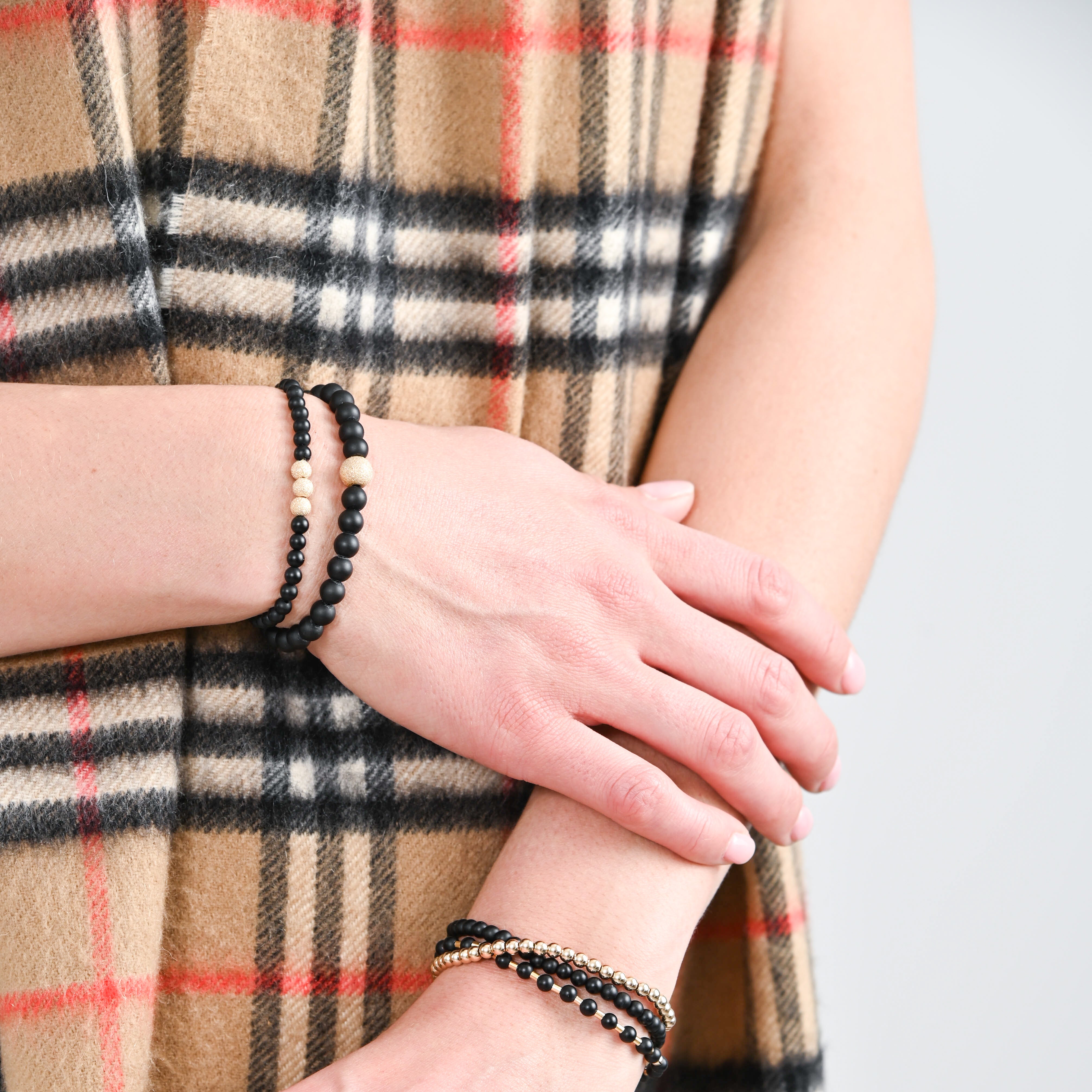 Black Onyx & Sparkle Bead Bracelet - Jewel Ya