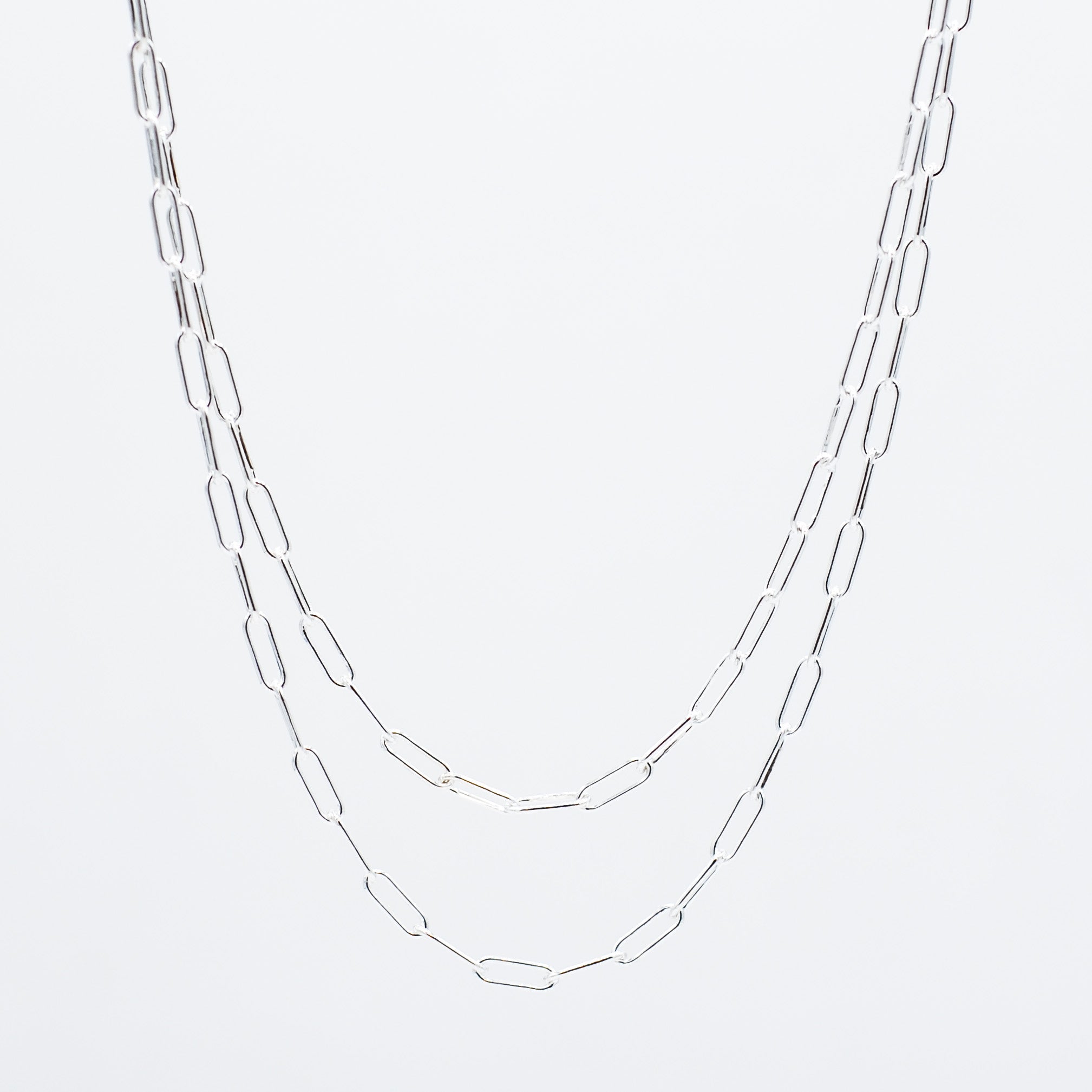 Sterling Silver Medium Paper Clip Long Chain