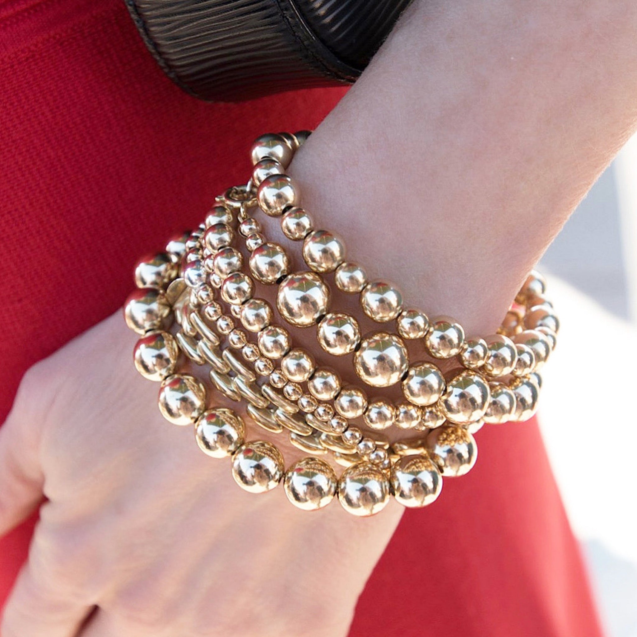 8mm & 10mm 14k Gold Filled Beaded Bracelet - Jewel Ya