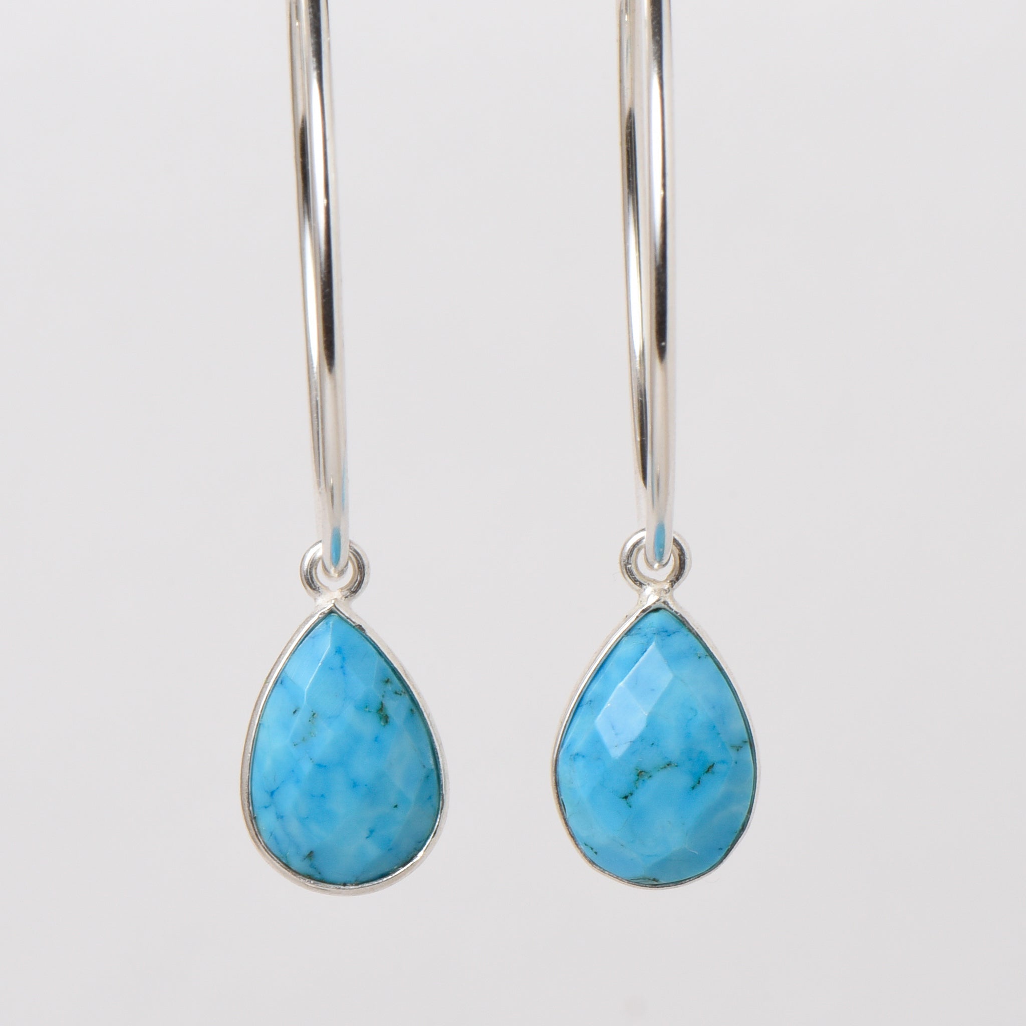 Turquoise Hoop Drops - Jewel Ya