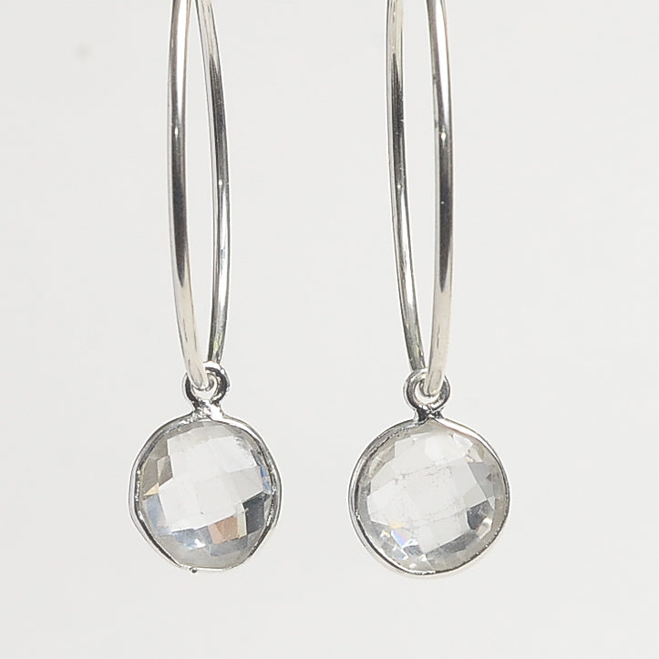 Crystal Quartz Hoop Drops - Jewel Ya