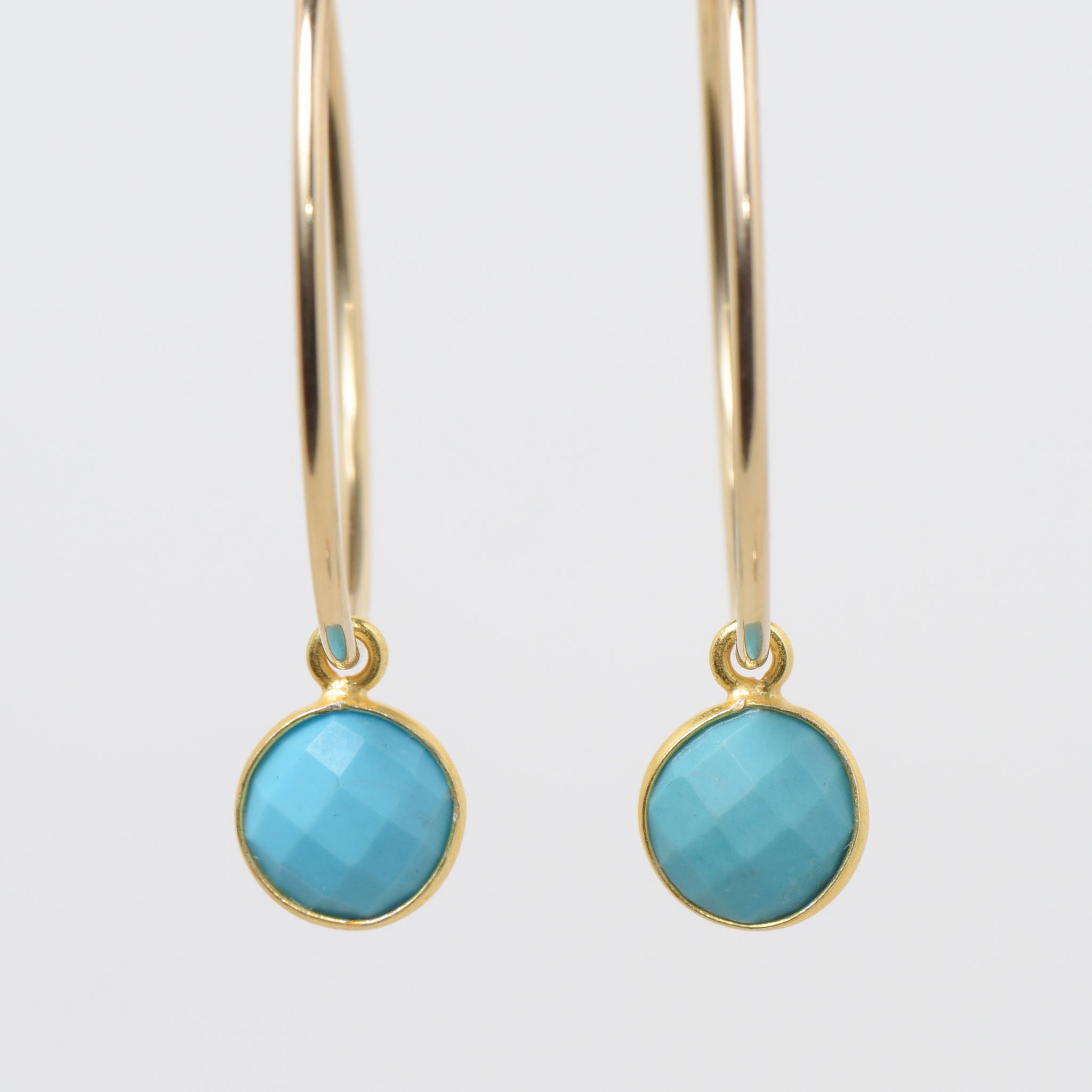 Turquoise Hoop Drops - Jewel Ya