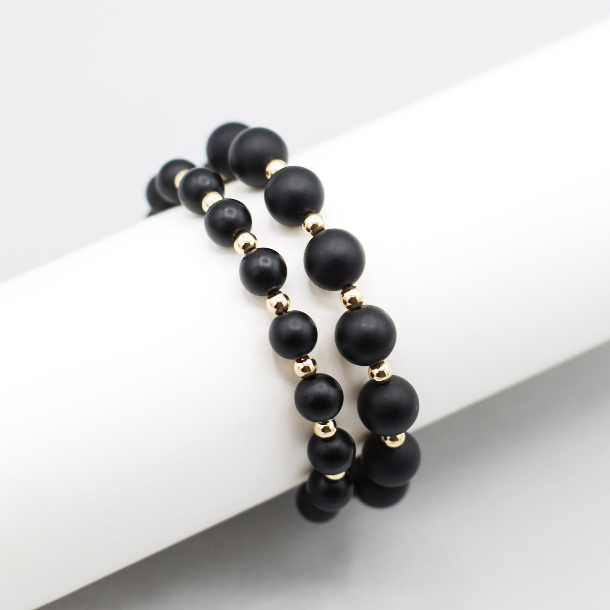 Matte Black Onyx & 14k Gold Filled Bracelet - Jewel Ya