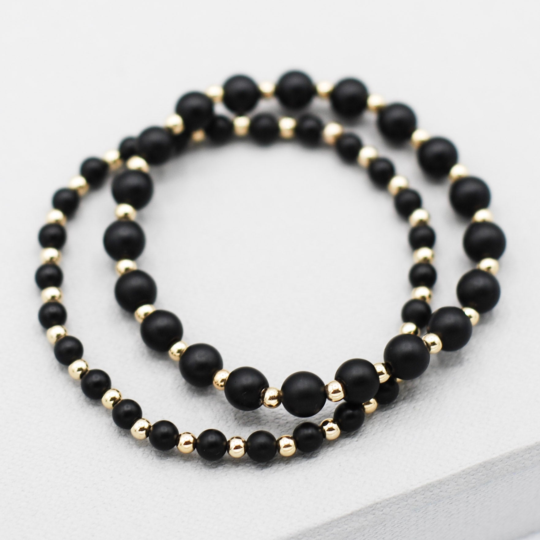 Matte Black & 14k Gold Filled Bracelet - Jewel Ya