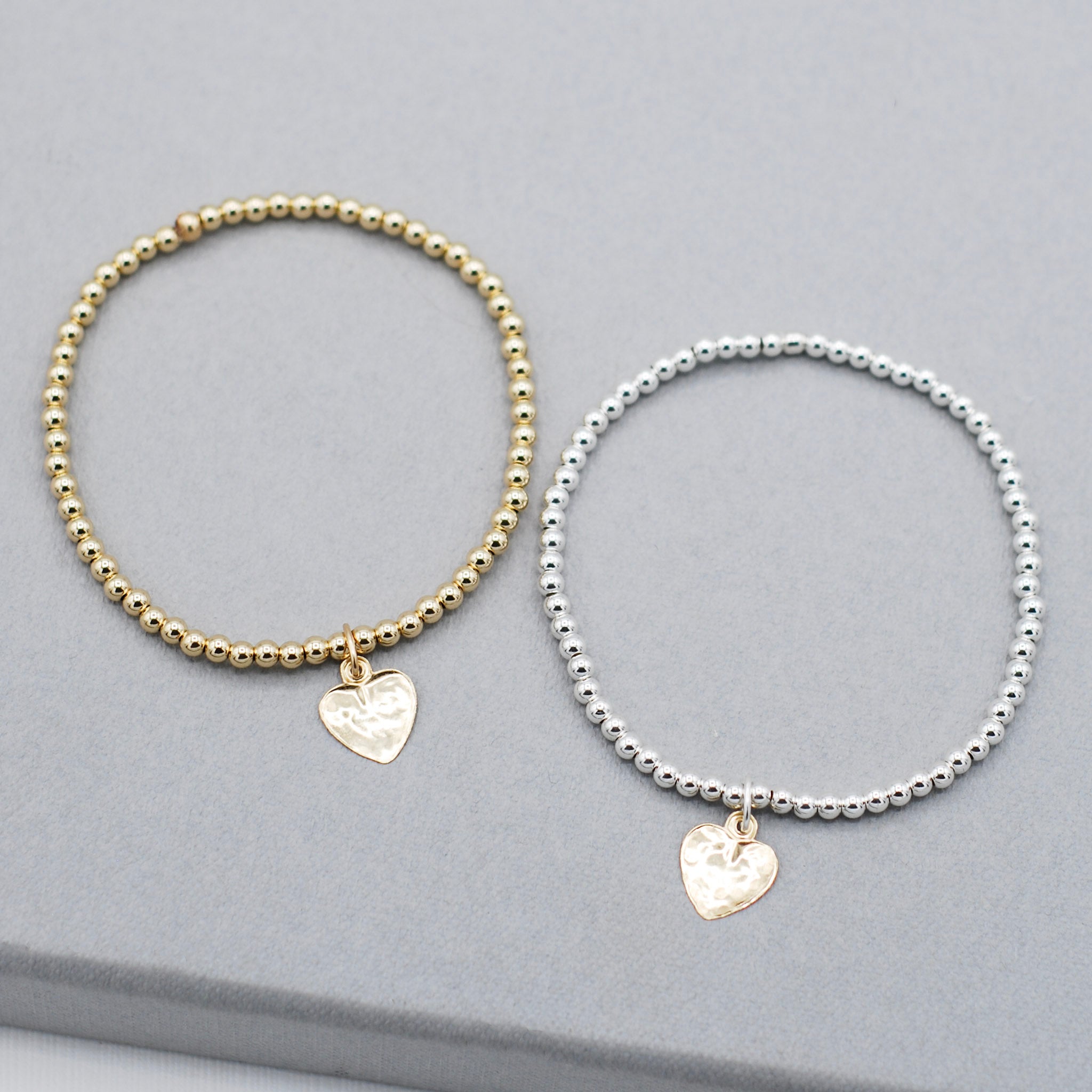 3mm Beaded Lux & 14k Gold Filled Heart Bracelet - Jewel Ya