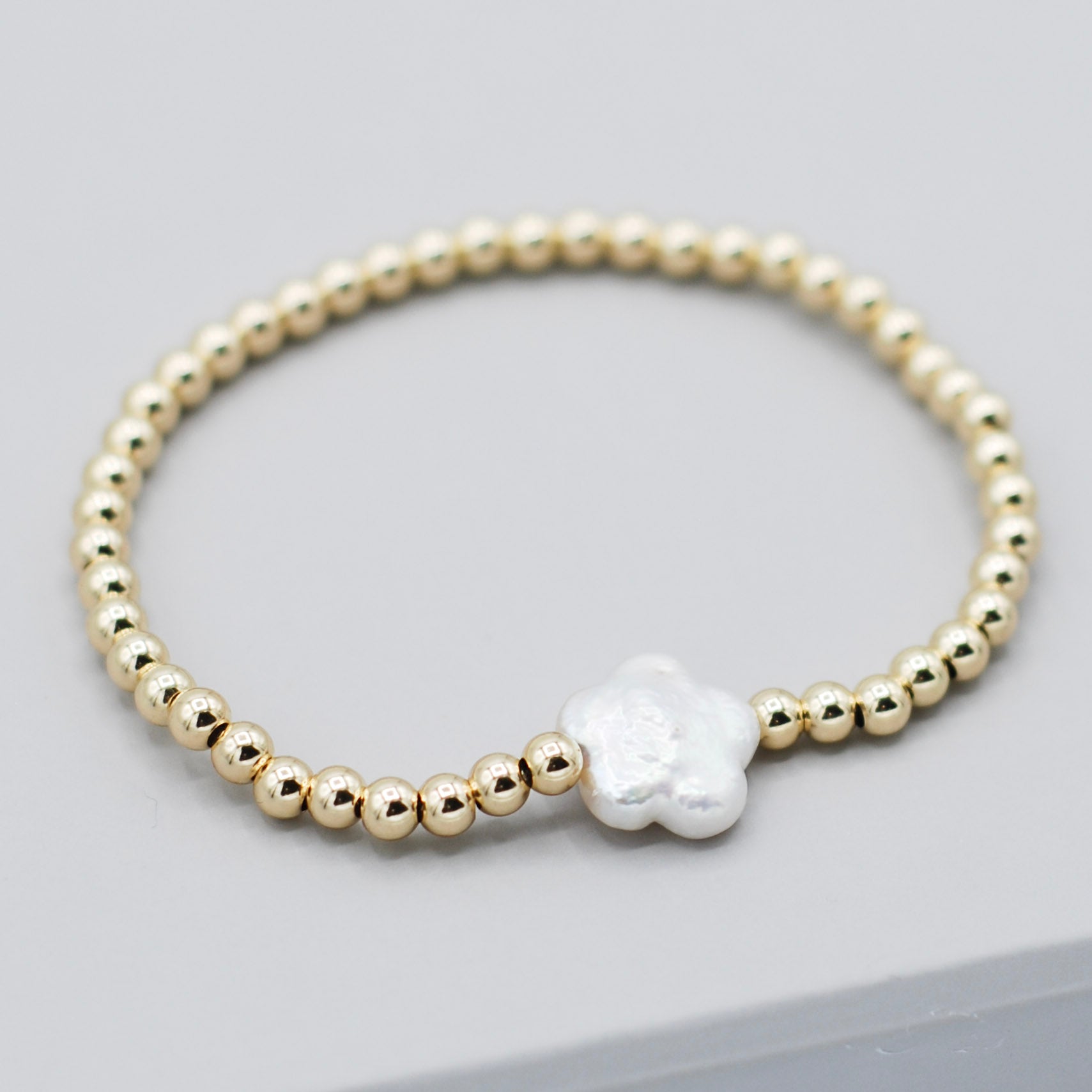 4mm Beaded Lux & Freshwater Pearl Flower Bracelet - Jewel Ya