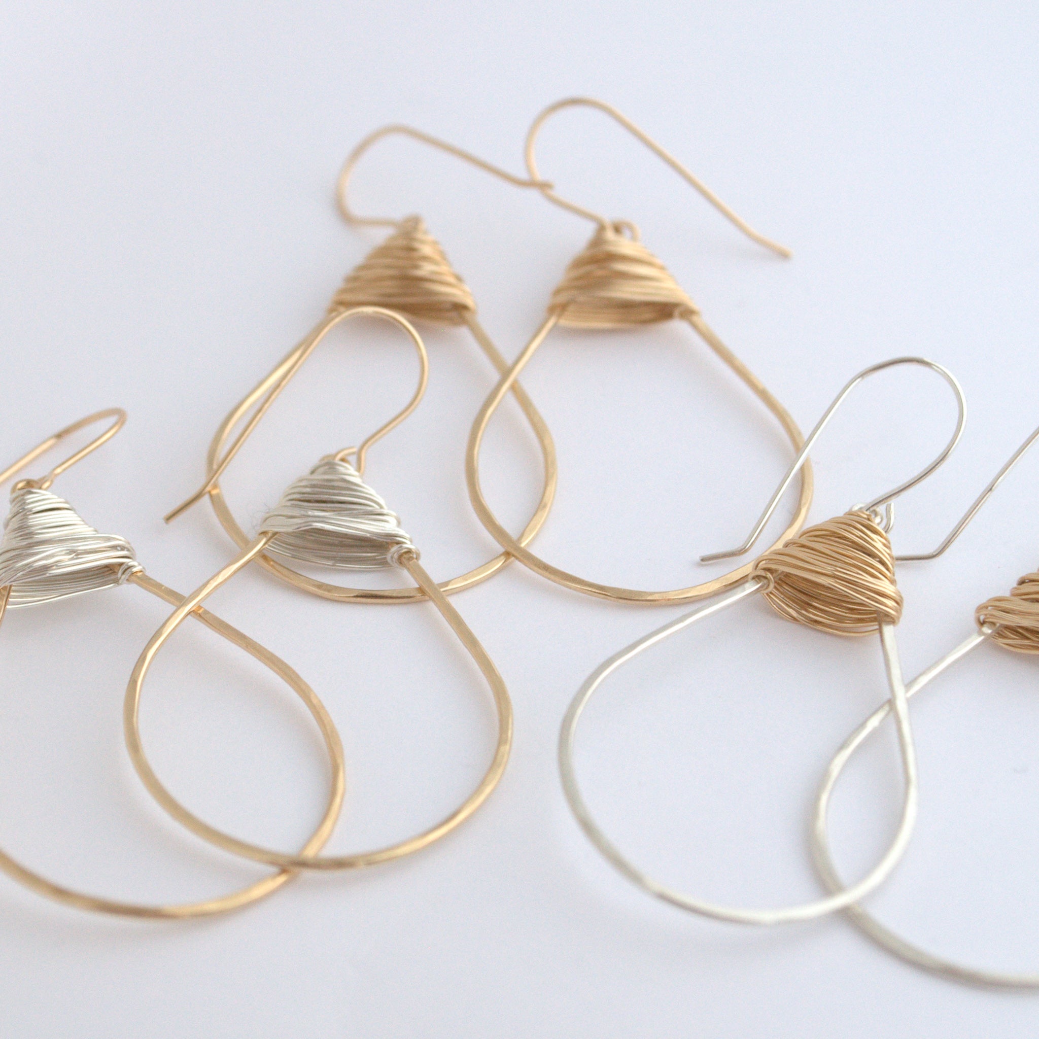 Sterling Silver & 14k Gold Filled Wire Wrapped Earrings - Jewel Ya