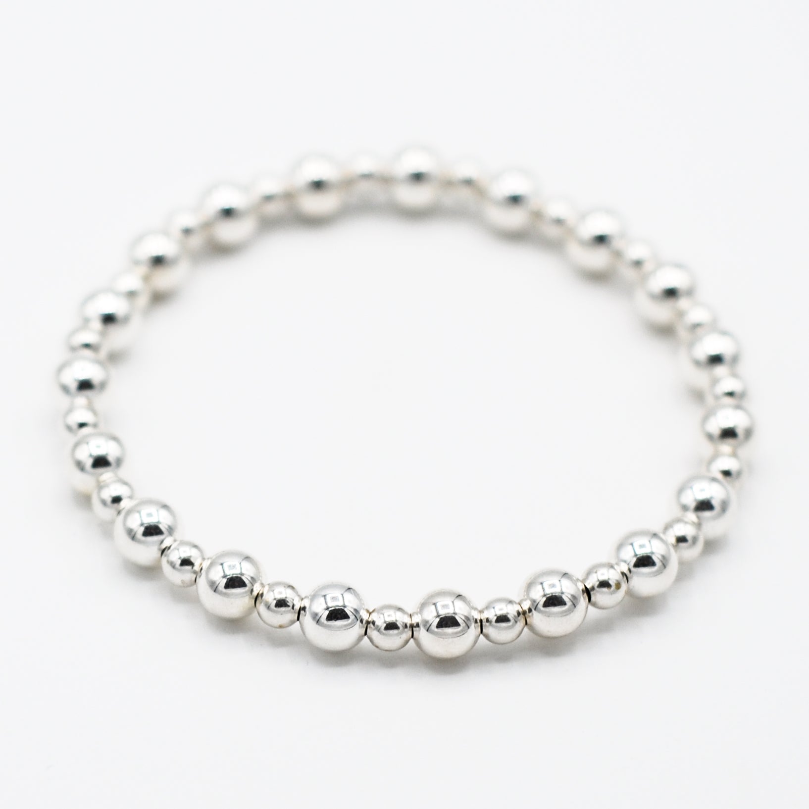 4mm & 6mm Sterling Silver Beaded Bracelet - Jewel Ya