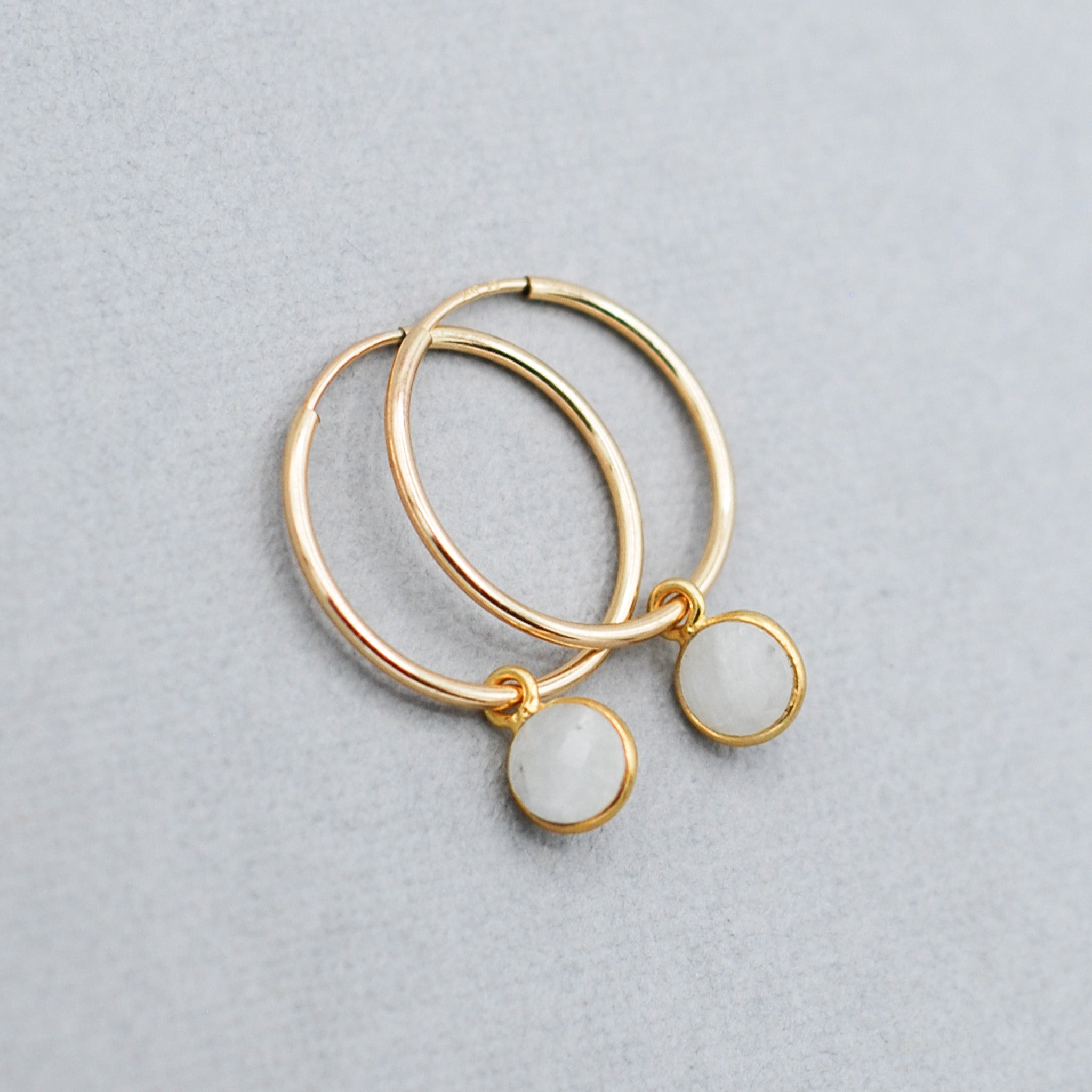 Petite Moonstone Hoop Drops - Jewel Ya