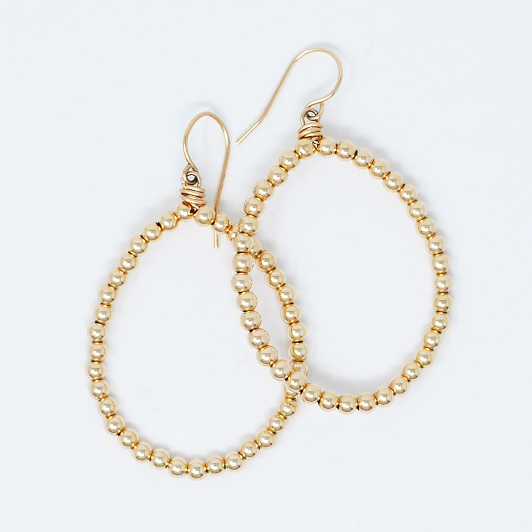 14k Gold Filled 3mm Beaded & Wire Wrapped Earrings - Jewel Ya