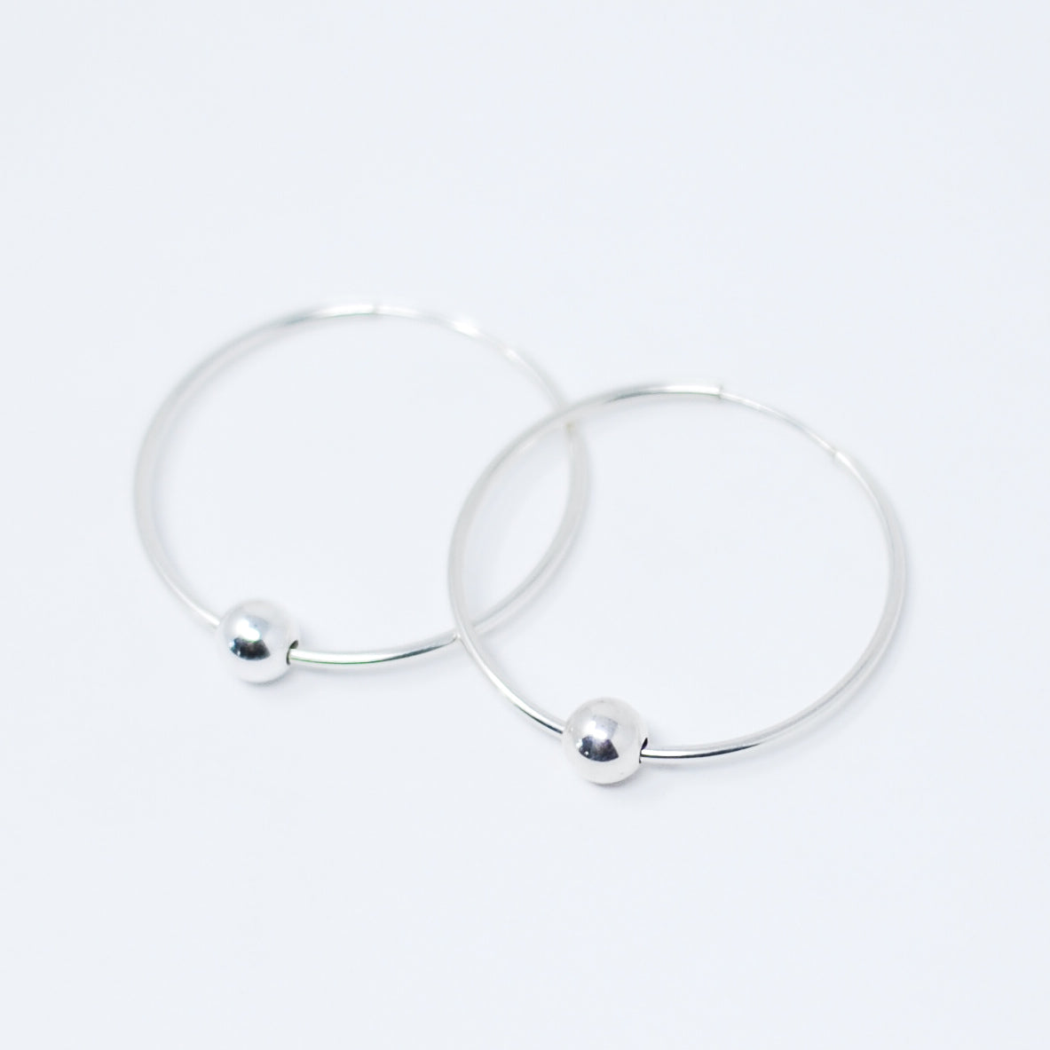Sterling Silver Ball Hoop Drops - Jewel Ya
