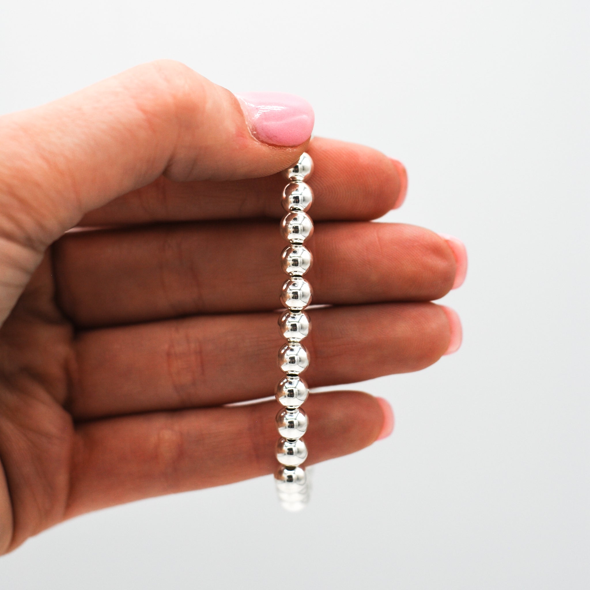 6mm Sterling Silver Beaded Bracelet - Jewel Ya