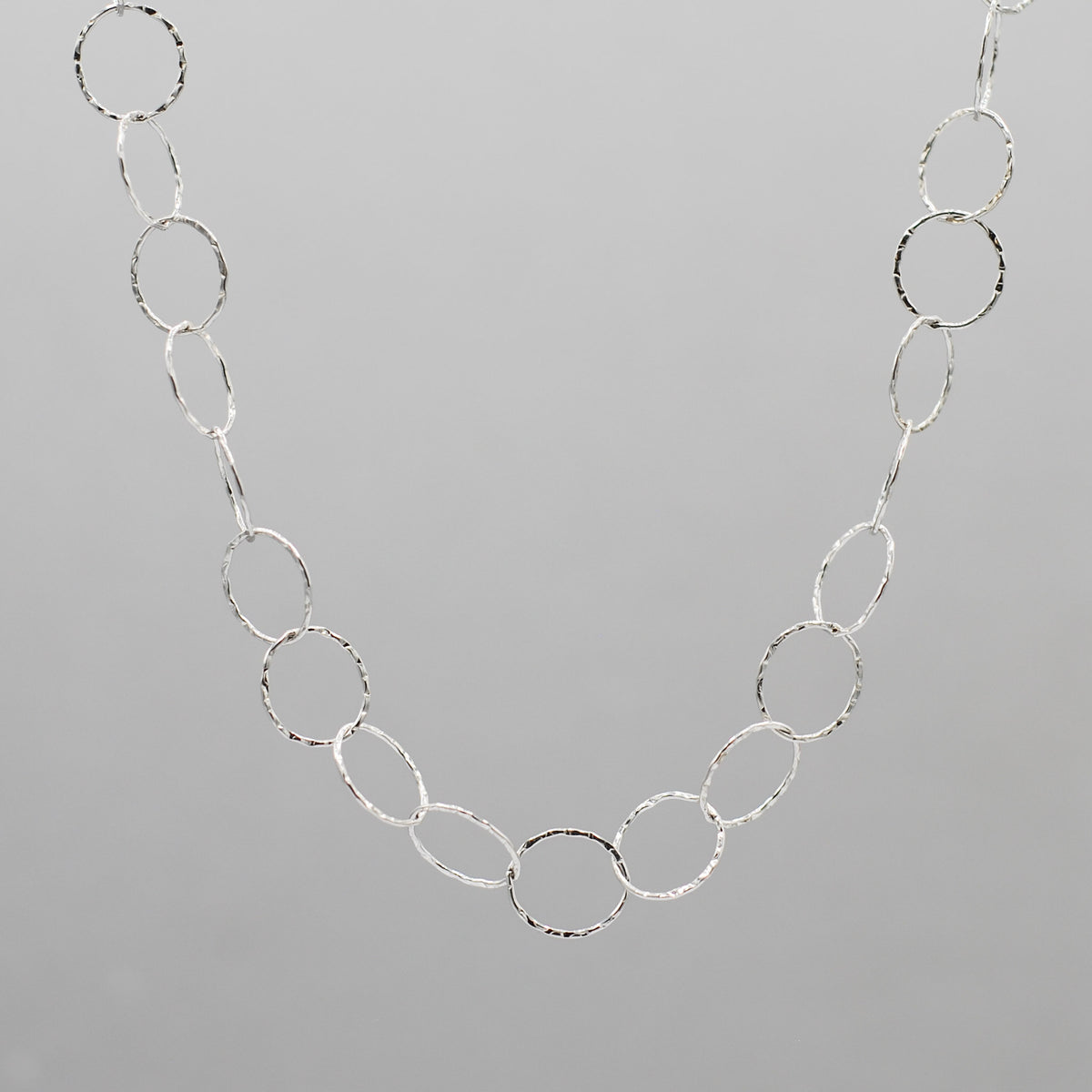 13mm Sterling Silver Hammered Circle Layering Chain - Jewel Ya