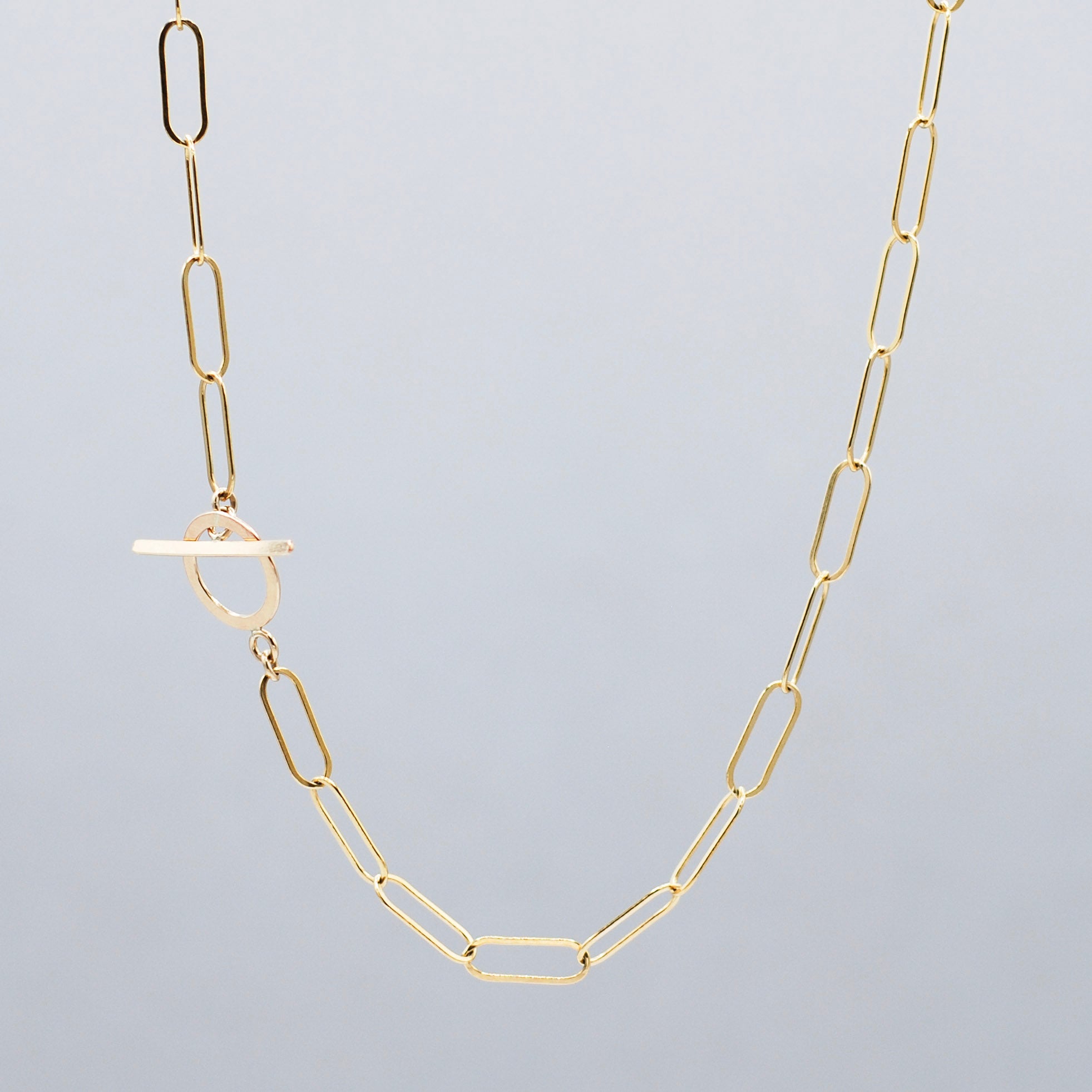 14k Gold Filled Extra Large Paper Clip Toggle Necklace - Jewel Ya