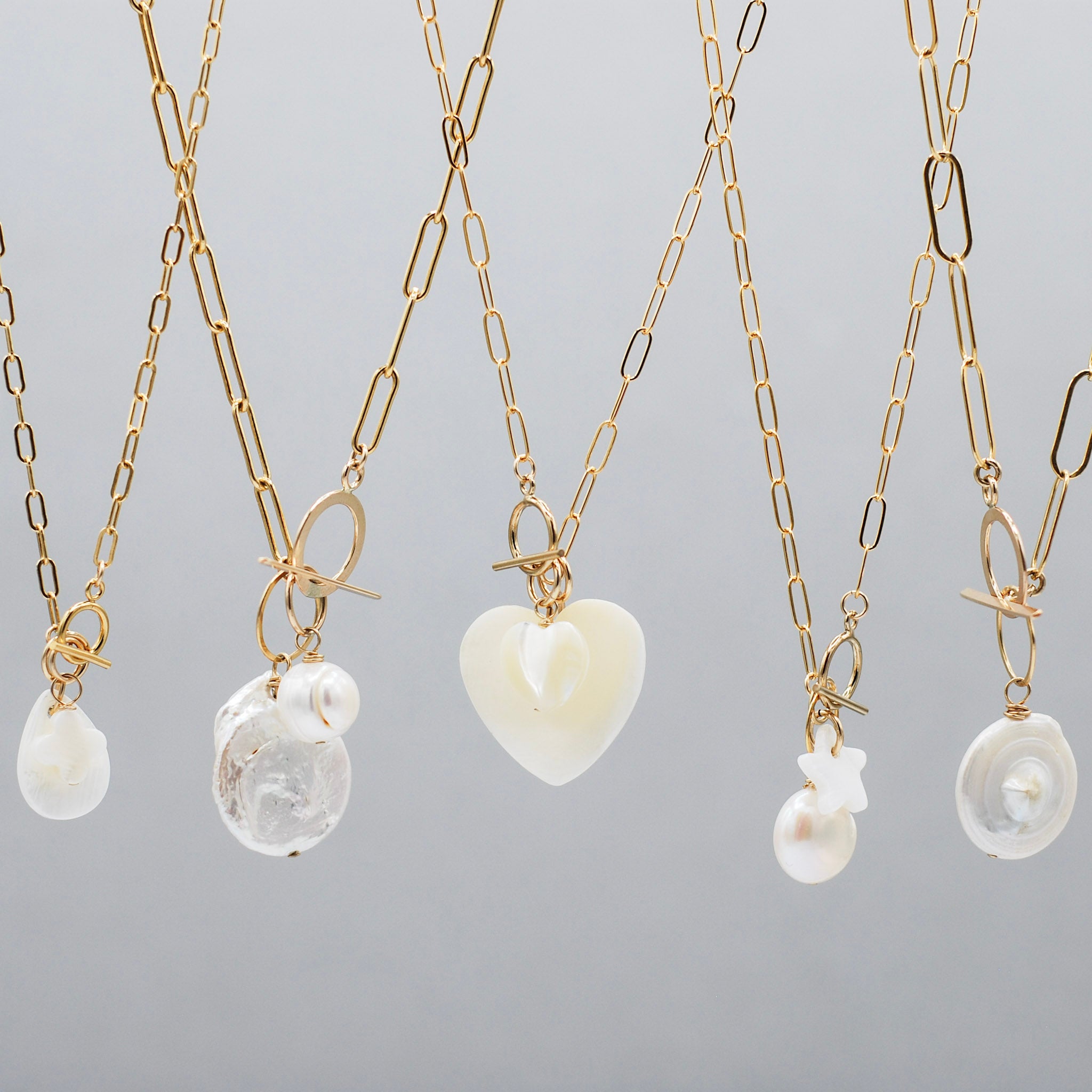 14k Gold Filled Medium Toggle Necklace & Charm Set - Jewel Ya