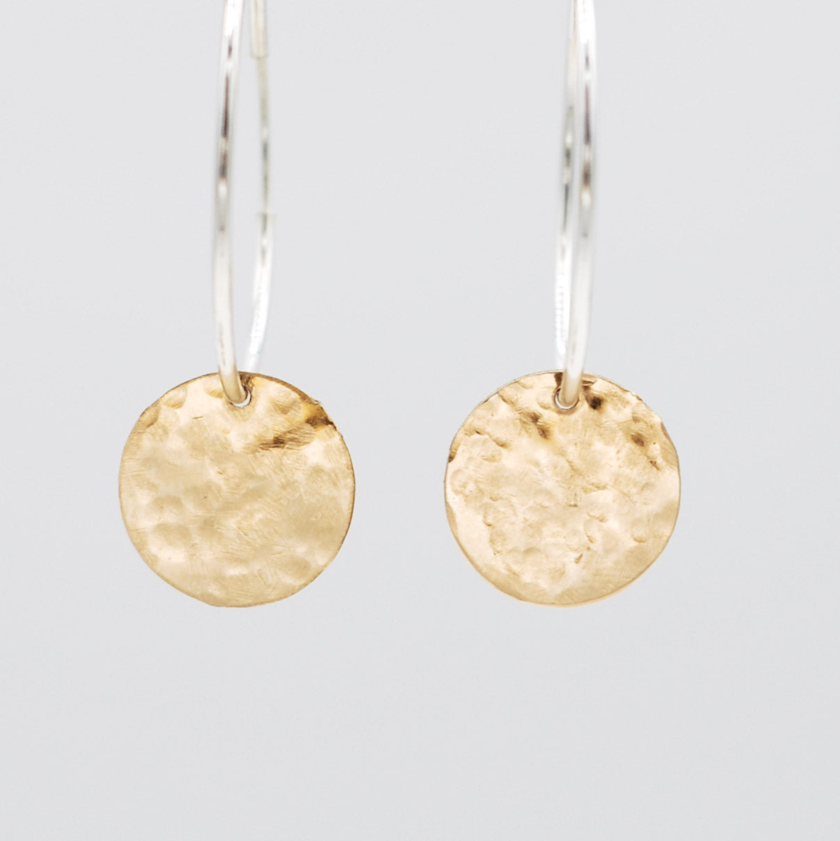 Large Coin Hammered 14k Gold Filled Hoop Drops - Jewel Ya