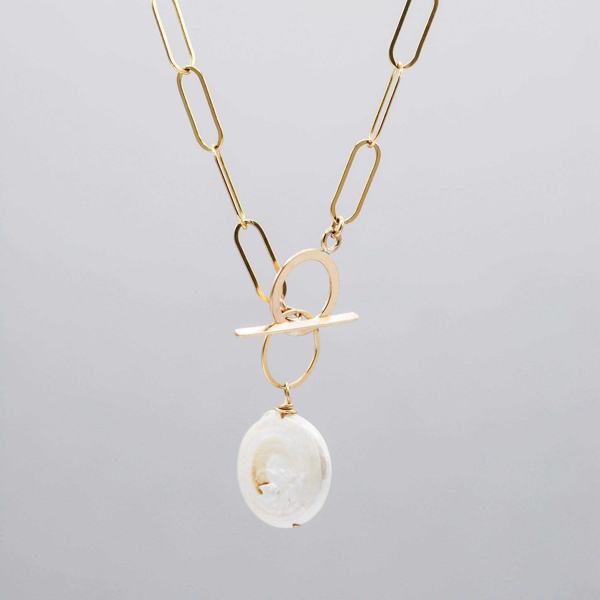 14k Gold Filled Extra Large Paper Clip Toggle Necklace - Jewel Ya