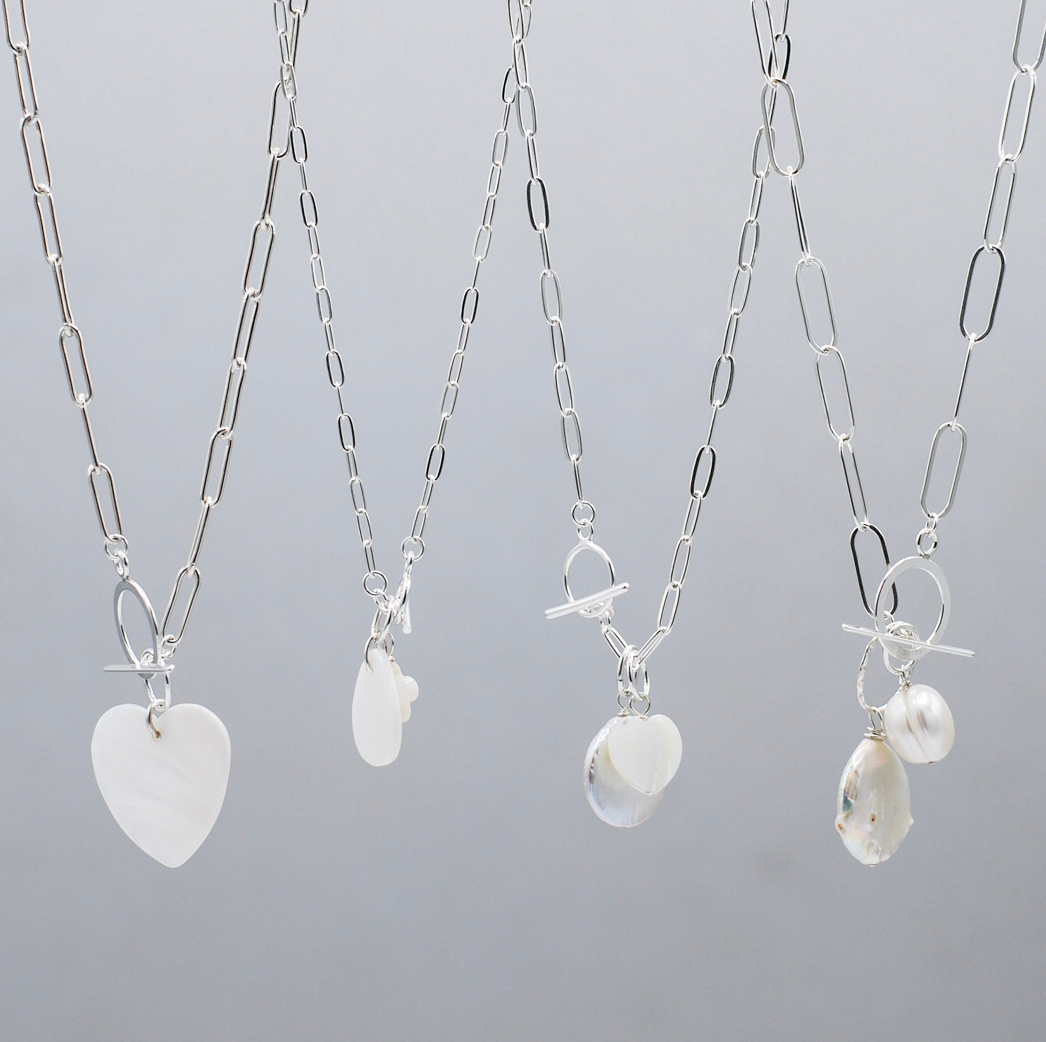 Sterling Silver Small Paper Clip Toggle Necklace - Jewel Ya