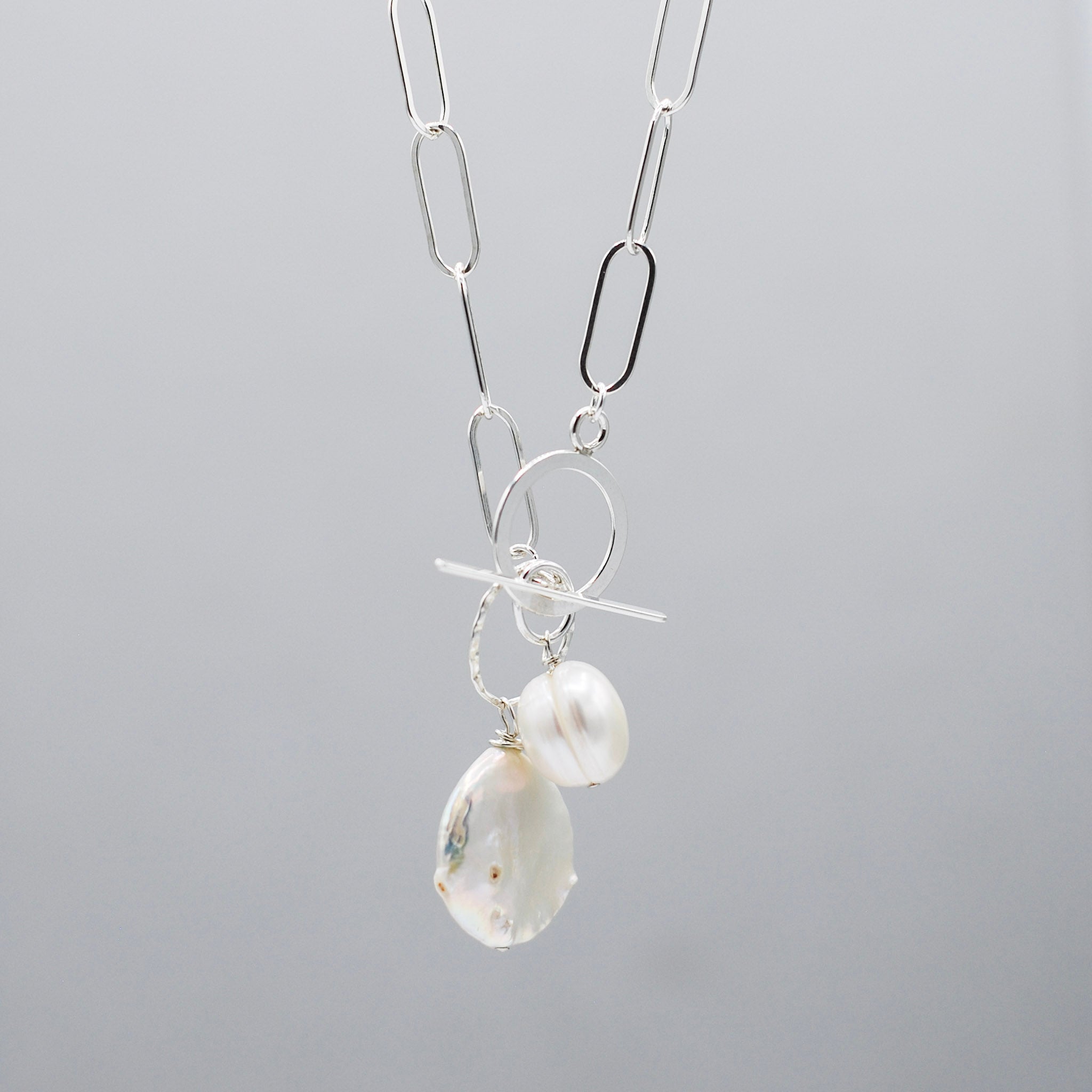 Sterling Silver Extra Large Paper Clip Toggle Necklace - Jewel Ya