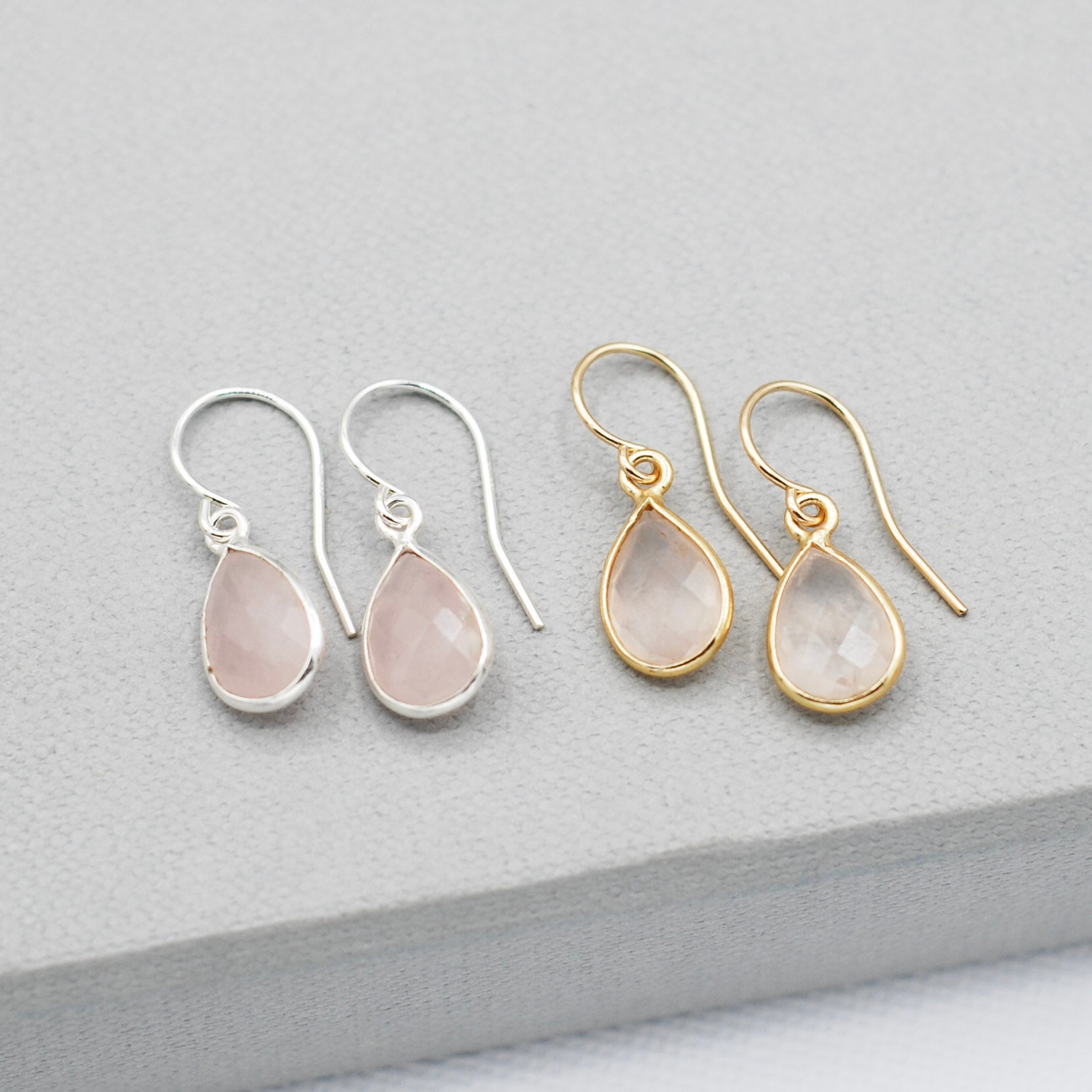Rose Quartz Teardrop Earrings - Jewel Ya