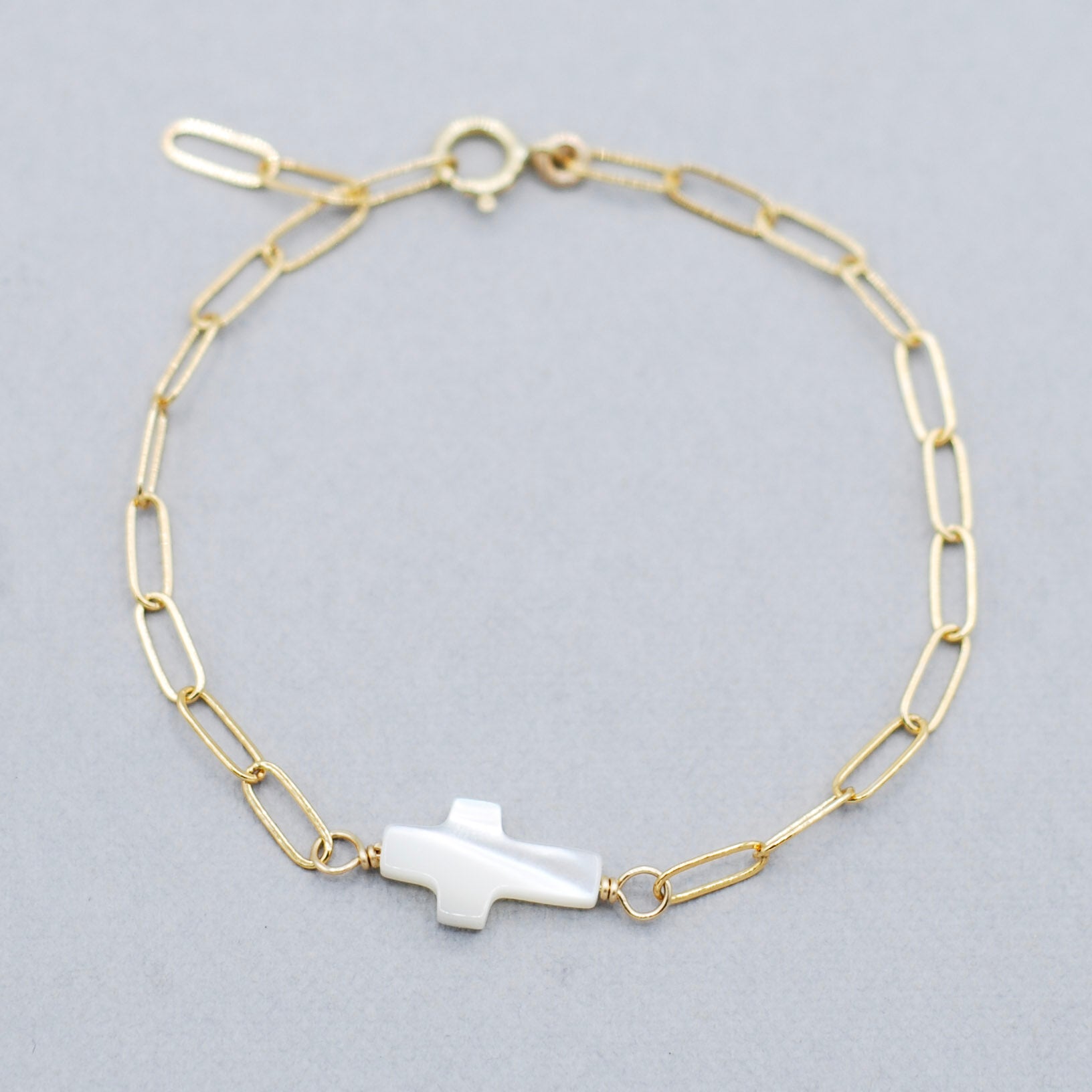 Mother of Pearl Cross Chain Bracelet - Jewel Ya
