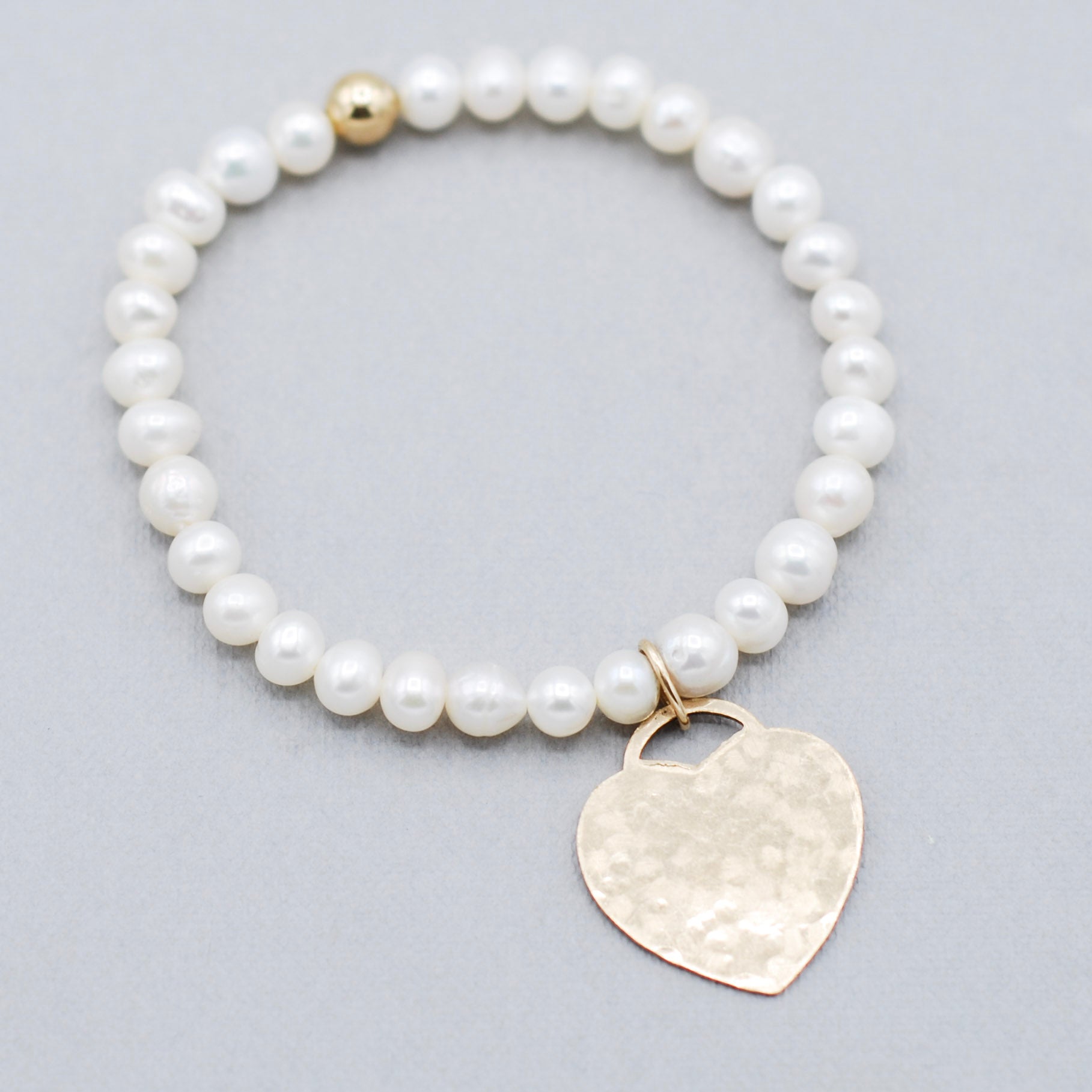 Freshwater Pearl & 14k Gold Filled Heart Bracelet - Jewel Ya