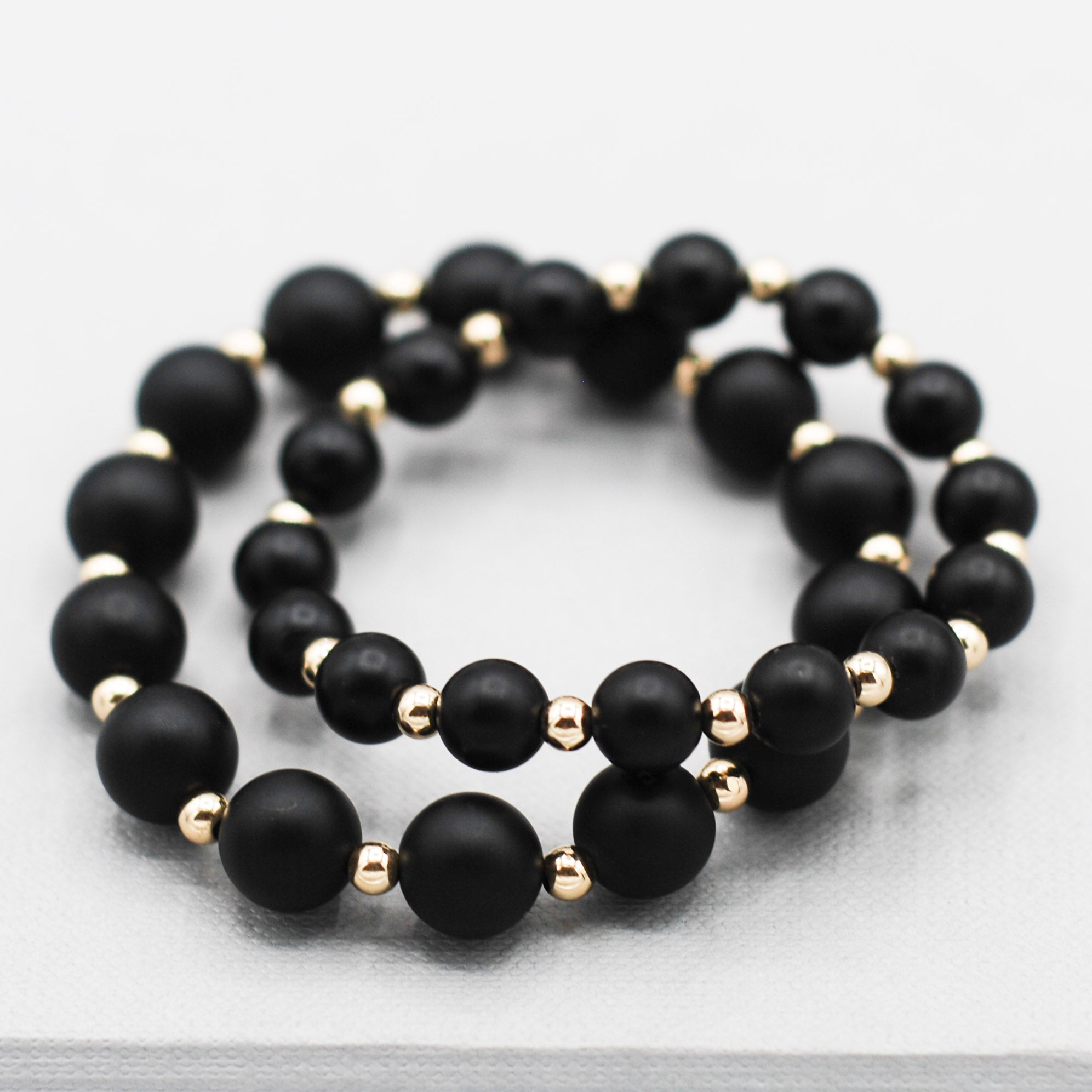 Matte Black Onyx & 14k Gold Filled Bracelet - Jewel Ya