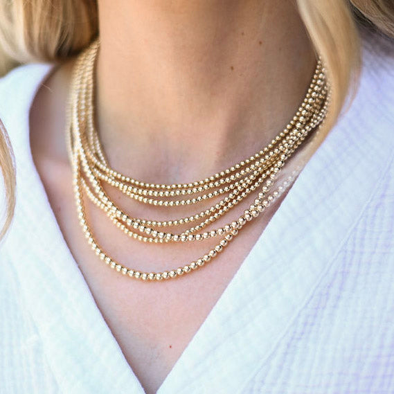 14k Gold Filled 4mm Beaded Lux Necklace - Jewel Ya