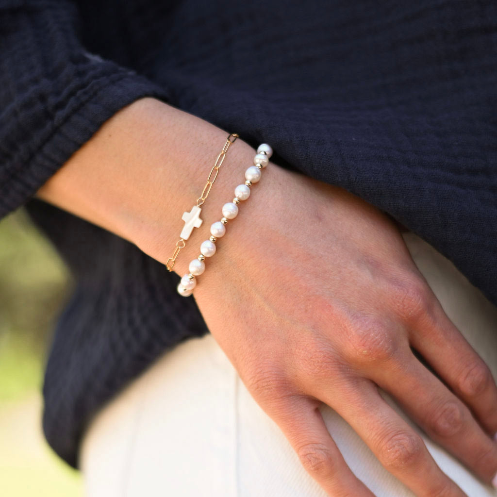 Freshwater Pearl & 14k Gold Filled Beaded Bracelet - Jewel Ya