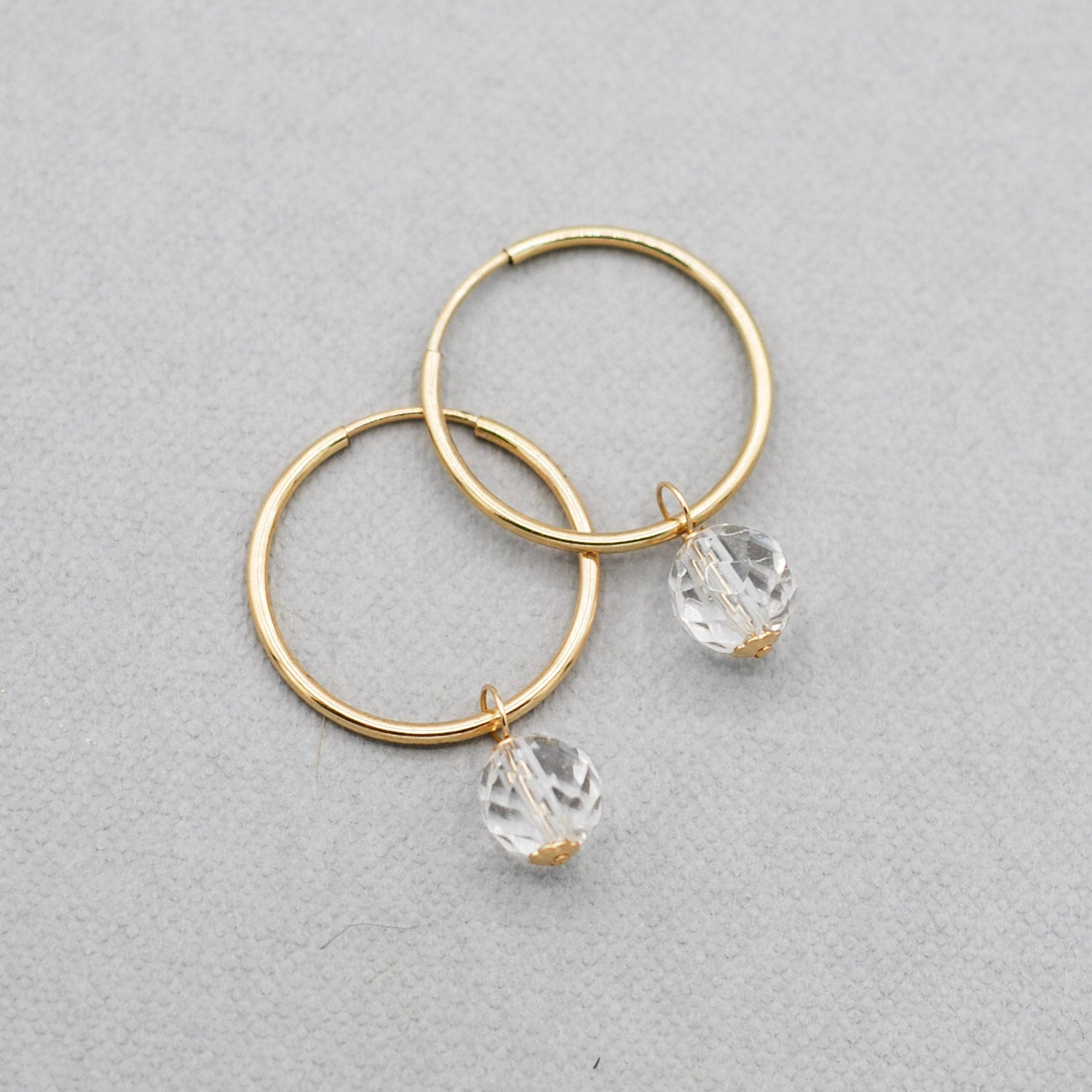 Crystal Quartz Hoop Drops - Jewel Ya