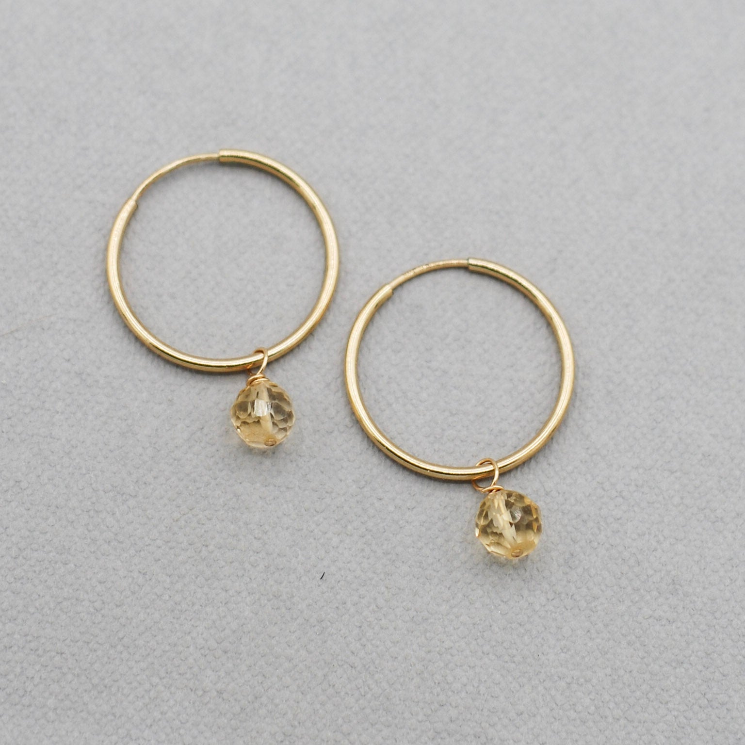 Citrine Hoop Drops - Jewel Ya