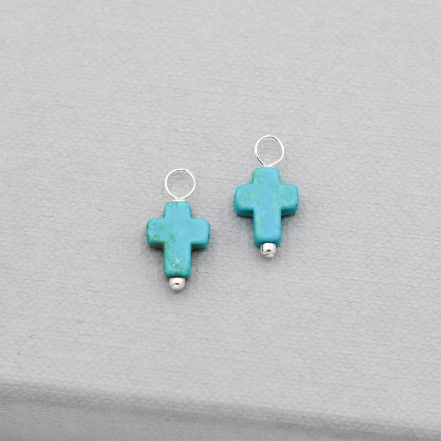 Turquoise Cross Hoop Drops - Jewel Ya