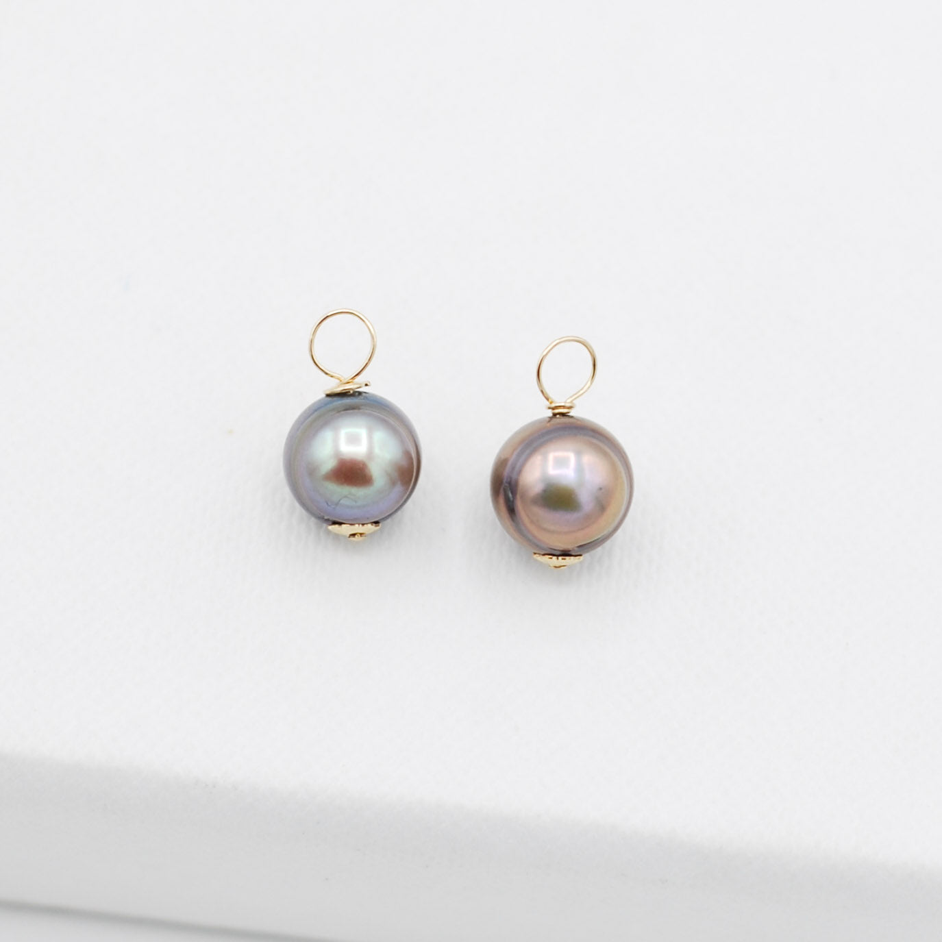 Peacock Gray Freshwater Pearl Ball Hoop Drops - Jewel Ya