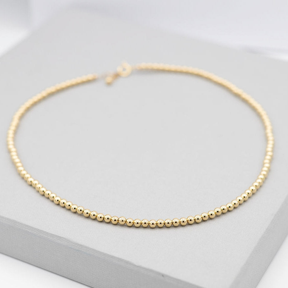 14k Gold Filled 4mm Beaded Lux Necklace - Jewel Ya