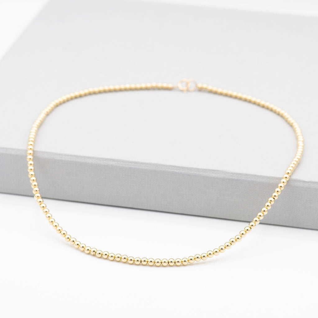 14k Gold Filled 3mm Beaded Lux Necklace - Jewel Ya