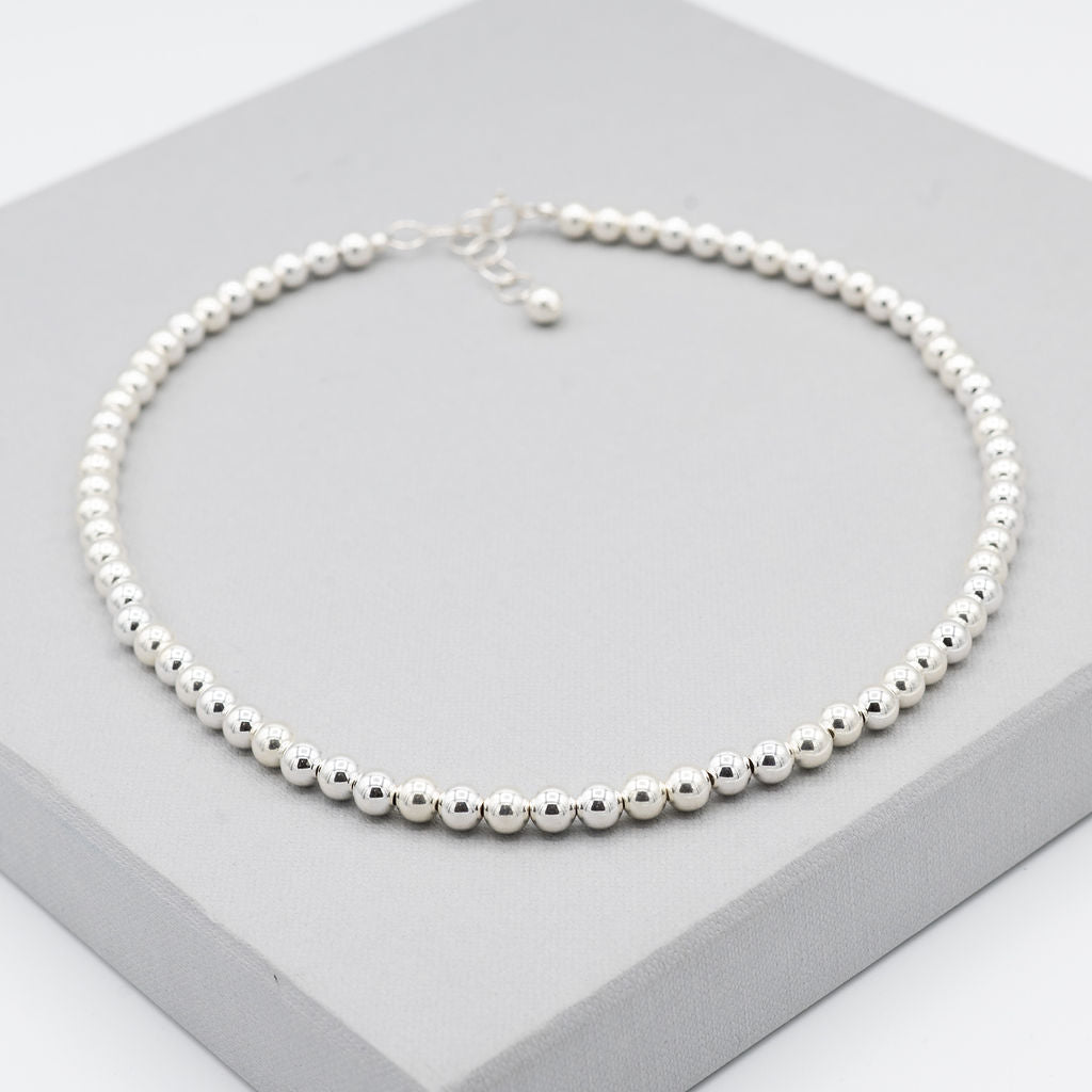 Sterling Silver 6mm Beaded Lux Necklace - Jewel Ya