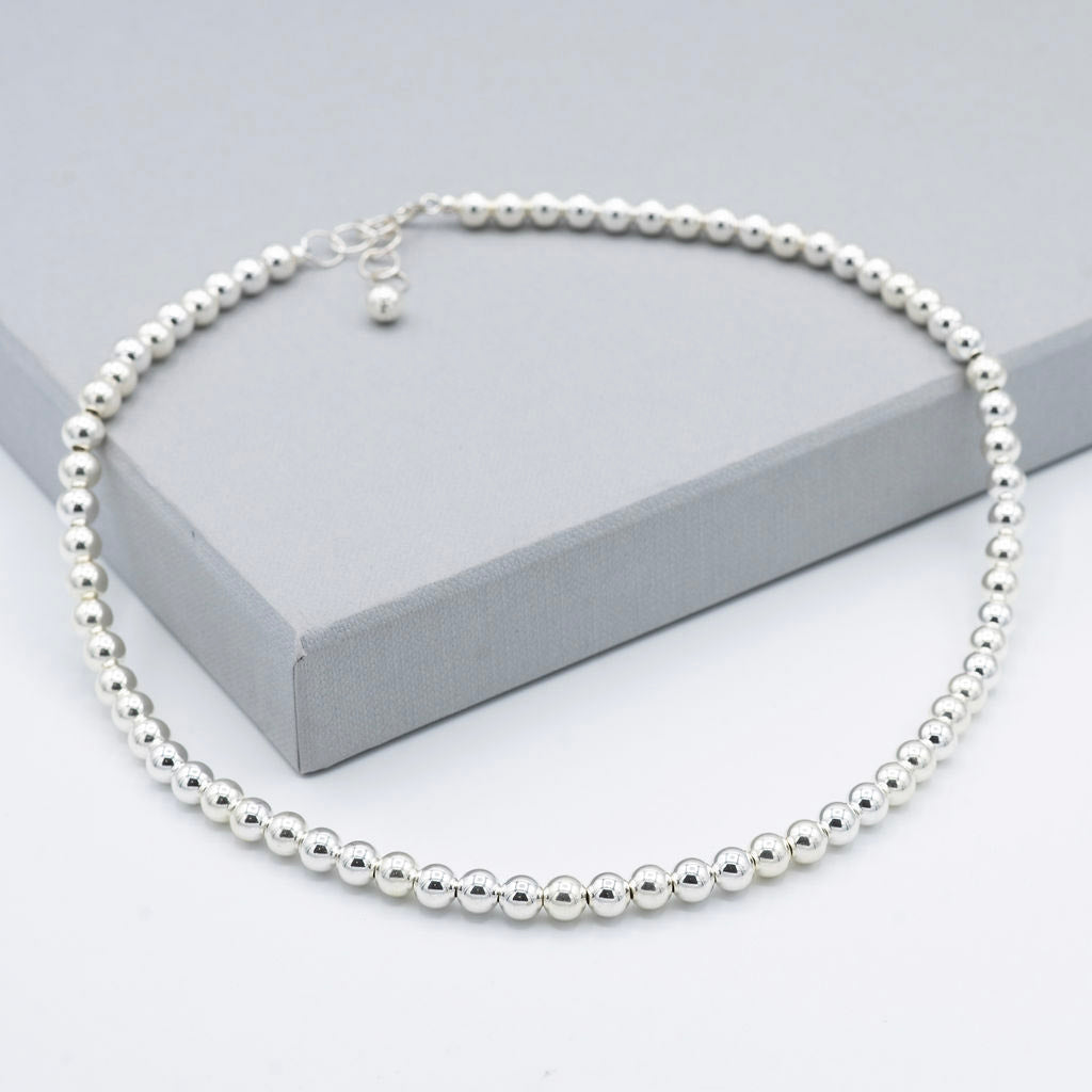 Sterling Silver 6mm Beaded Lux Necklace - Jewel Ya