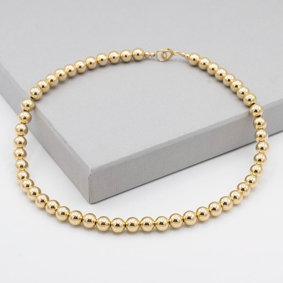 14k Gold Filled 8mm Beaded Lux Necklace - Jewel Ya