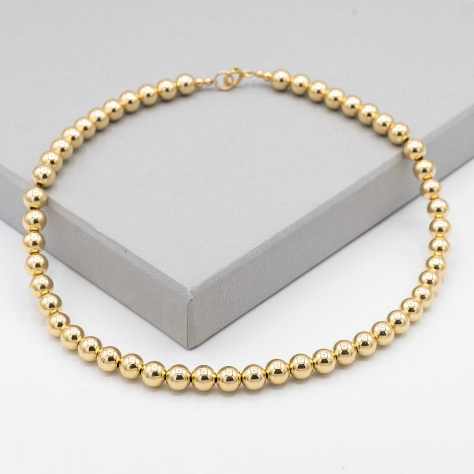 14k Gold Filled 8mm Beaded Lux Necklace - Jewel Ya