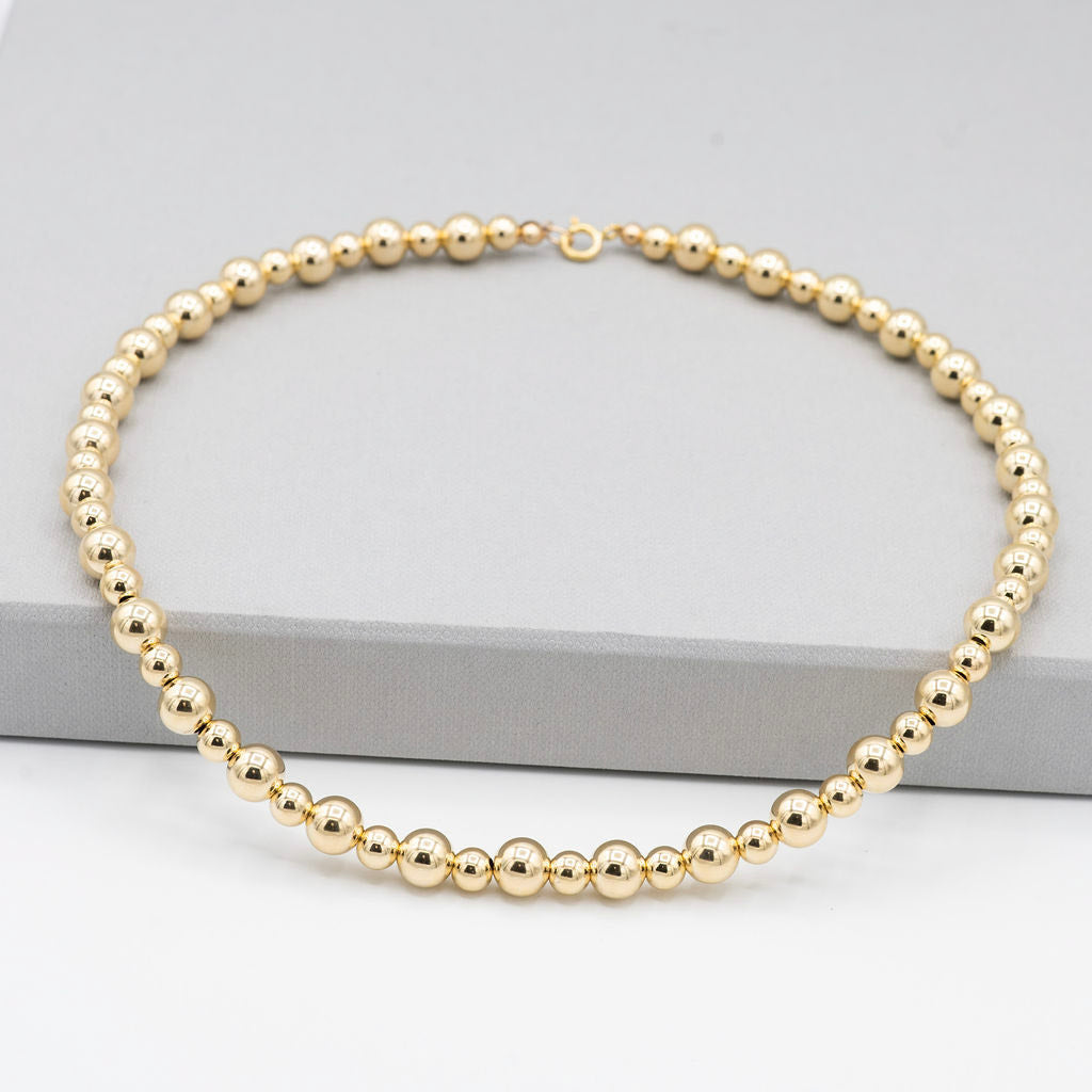 14k Gold Filled 6mm & 8mm Beaded Lux Necklace - Jewel Ya