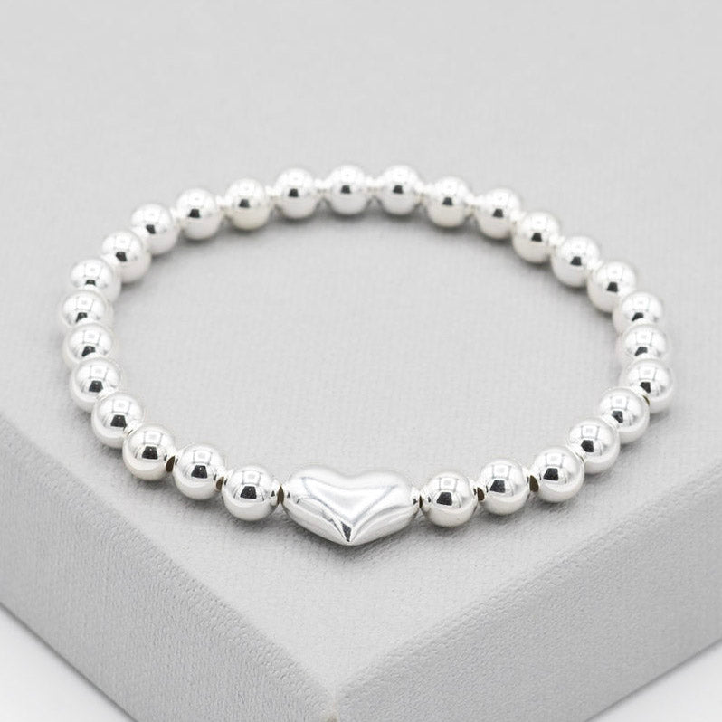 6mm Beaded Lux Puffy Heart Bracelet - Jewel Ya