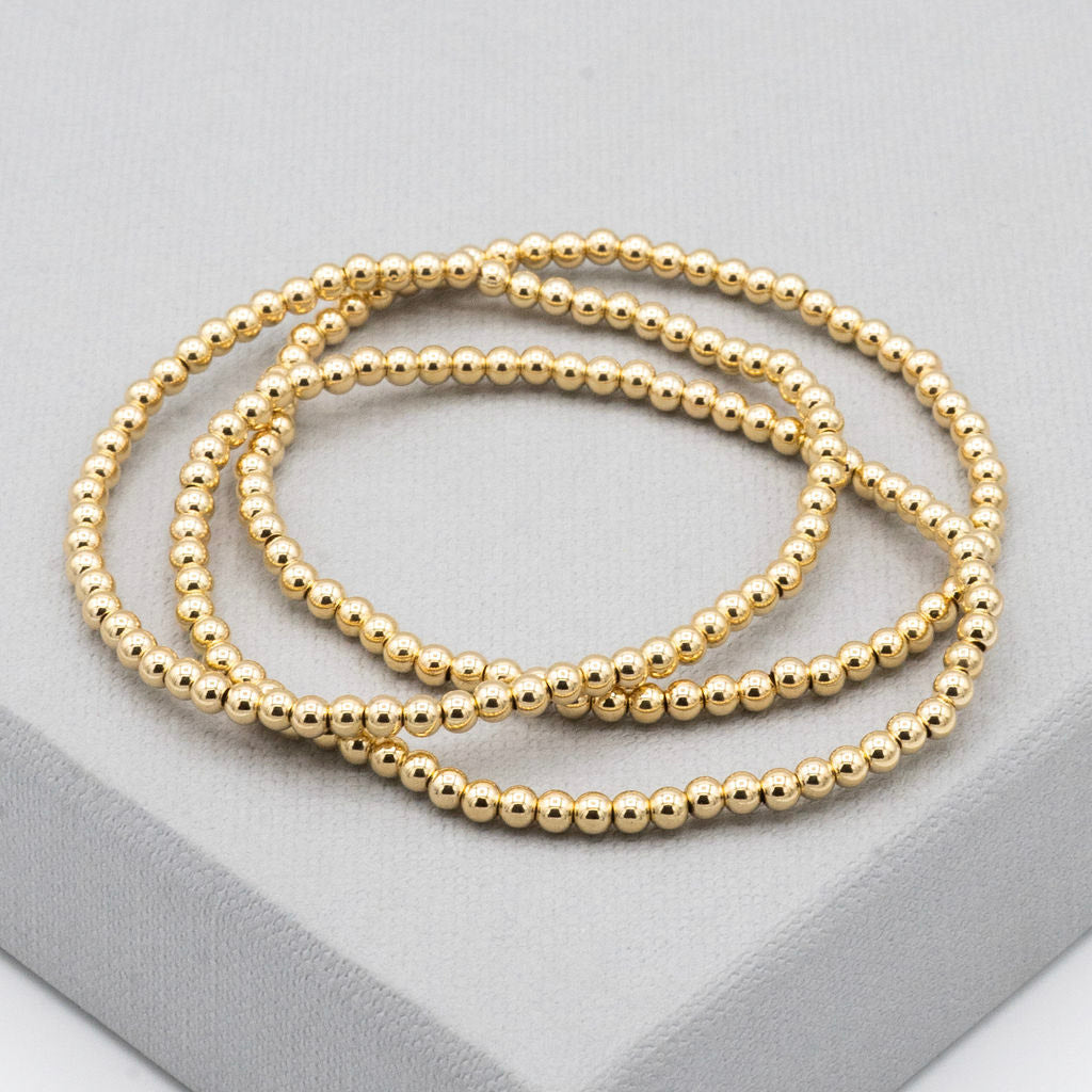 14K Gold Trio Diamond Bracelet with Thin Chain 14K Gold / 6.5 Inches