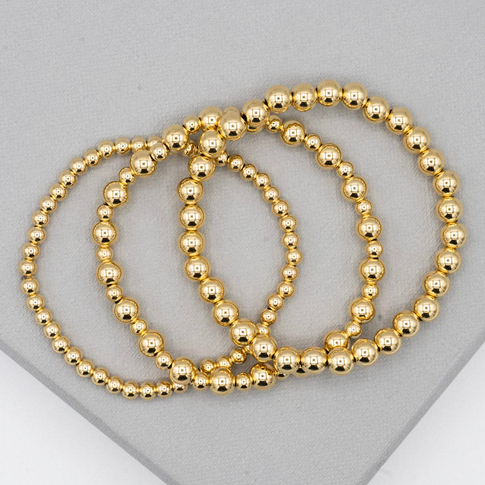 14k Gold Filled Beaded Lux Trio Bracelet Set - Jewel Ya