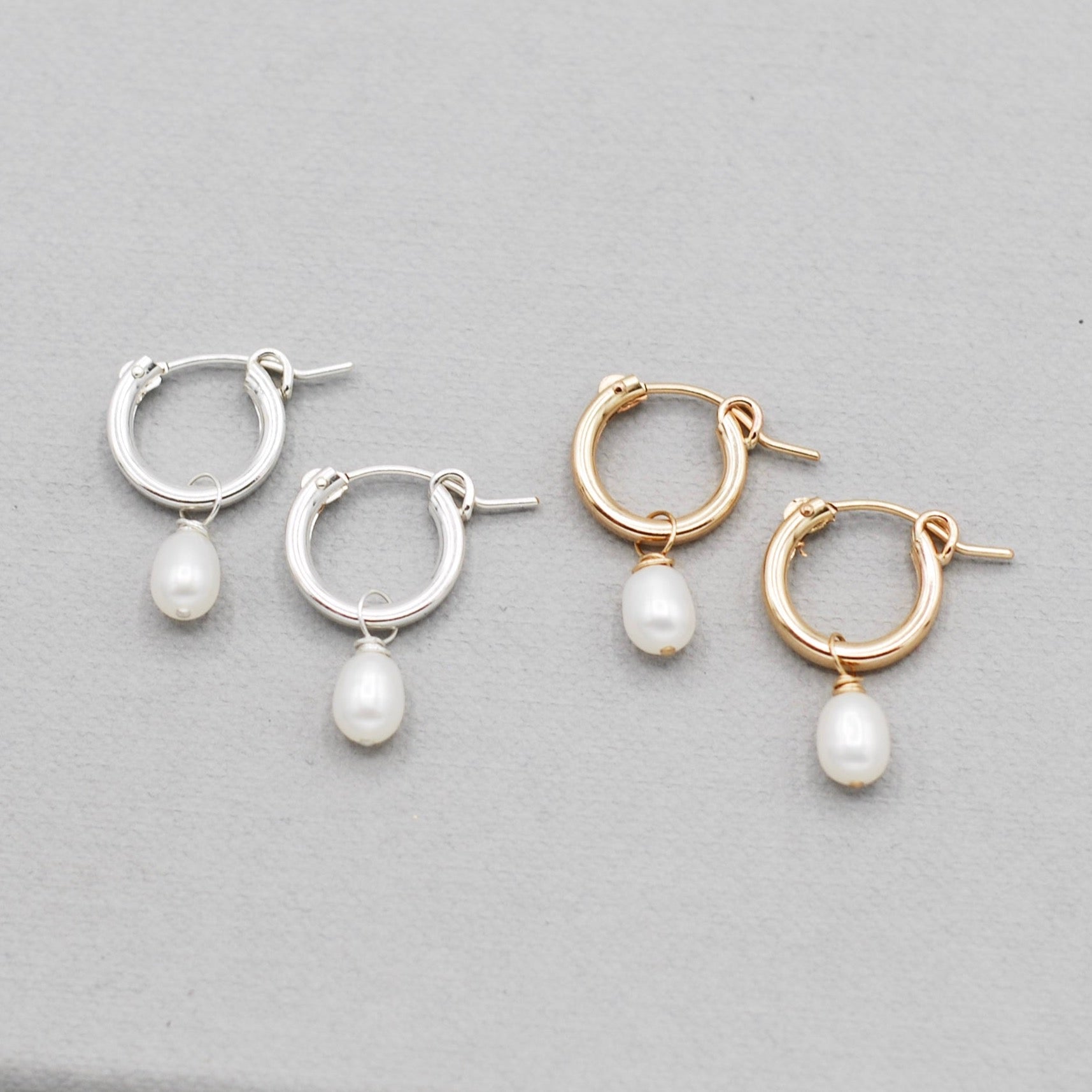 Small Tube Hoops & Freshwater Pearl Drops - Jewel Ya